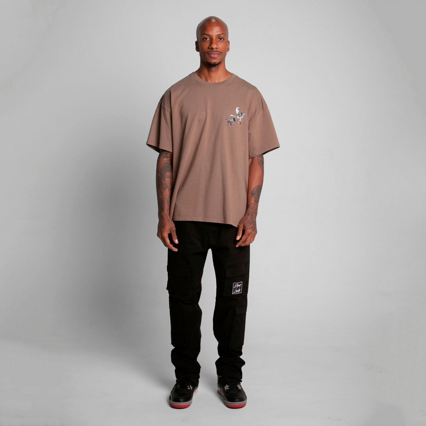 Camiseta Oversize Hombre Café Alto Gramaje 300G