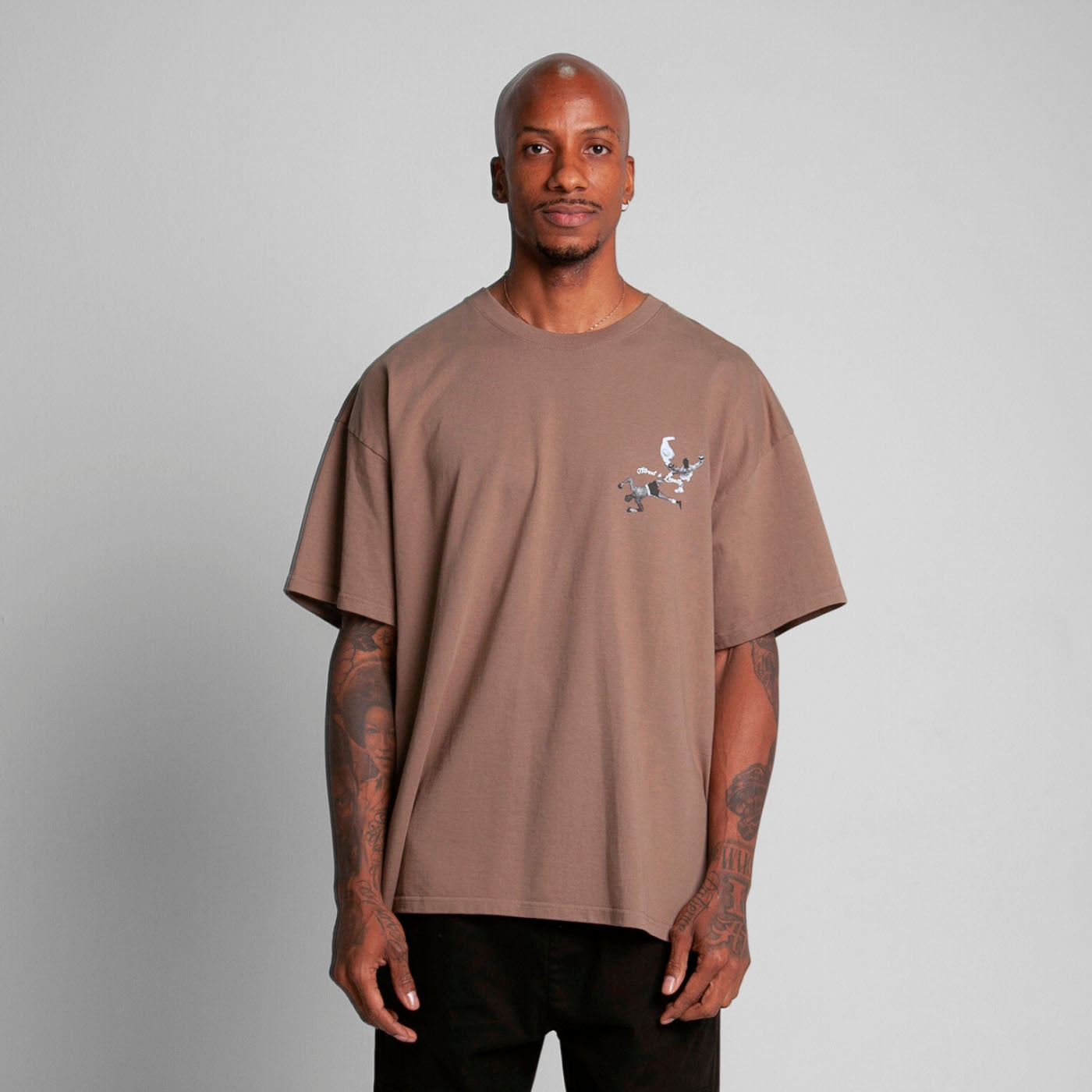 Camiseta Oversize Hombre Café Alto Gramaje 300G