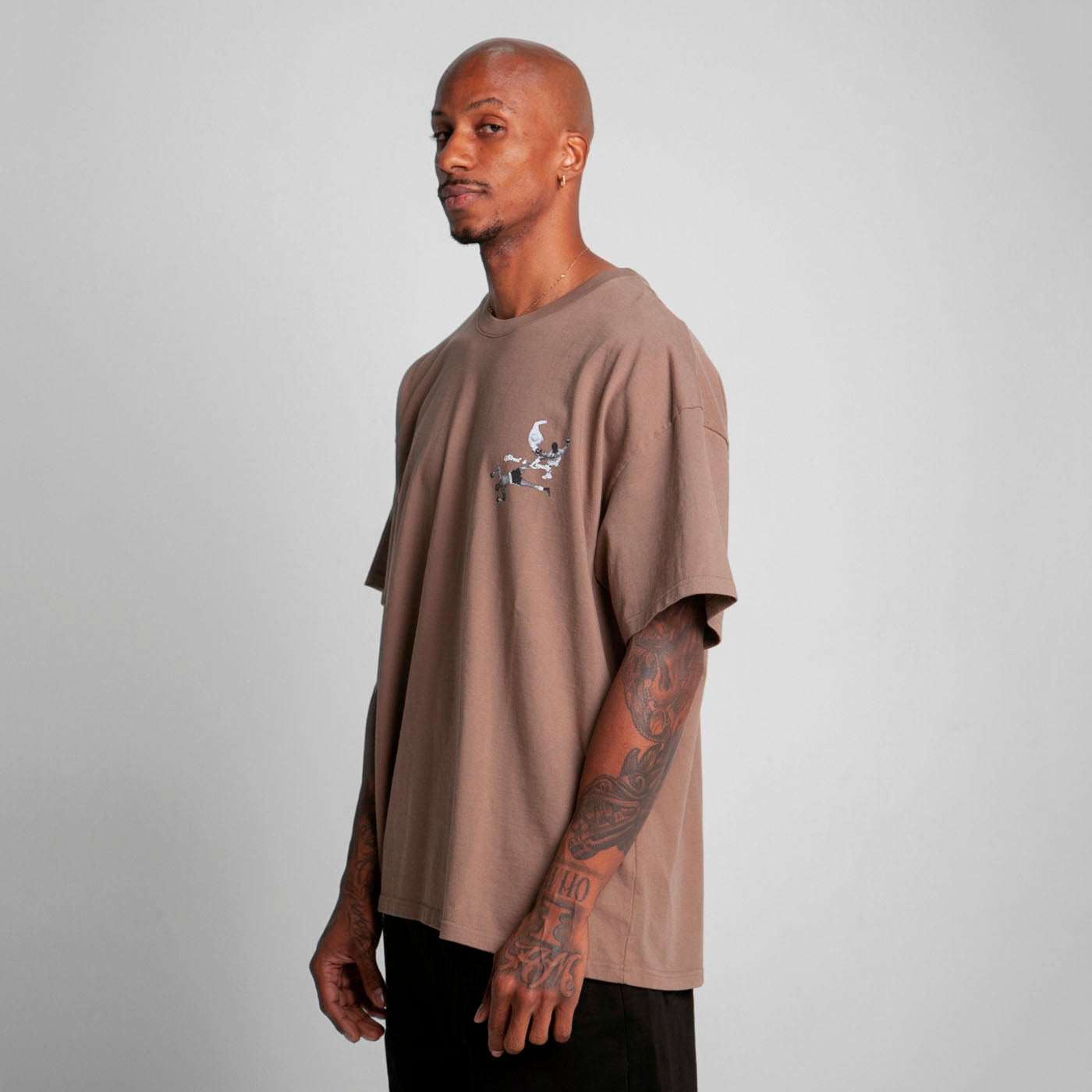 Camiseta Oversize Hombre Café Alto Gramaje 300G