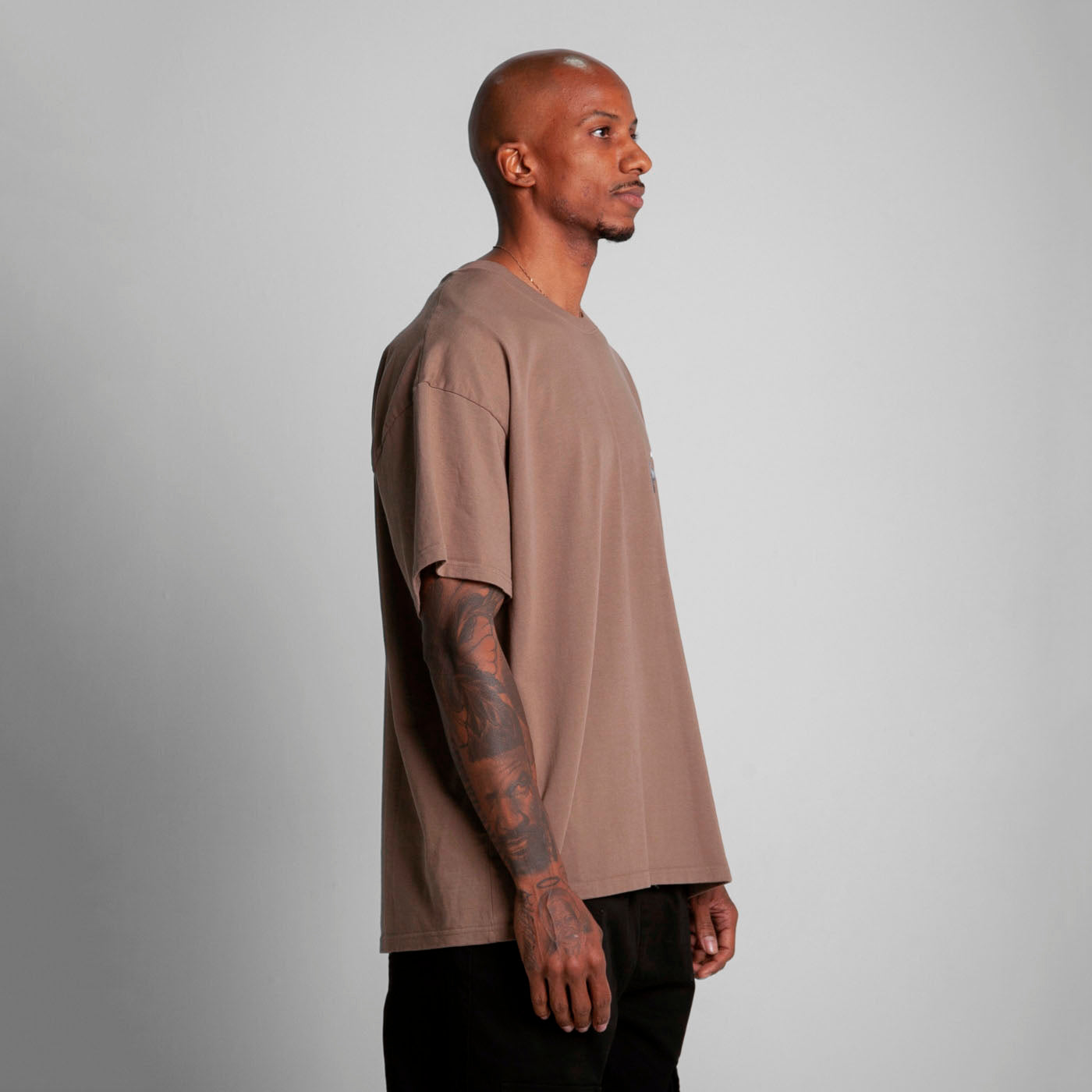 Camiseta Oversize Hombre Café Alto Gramaje 300G