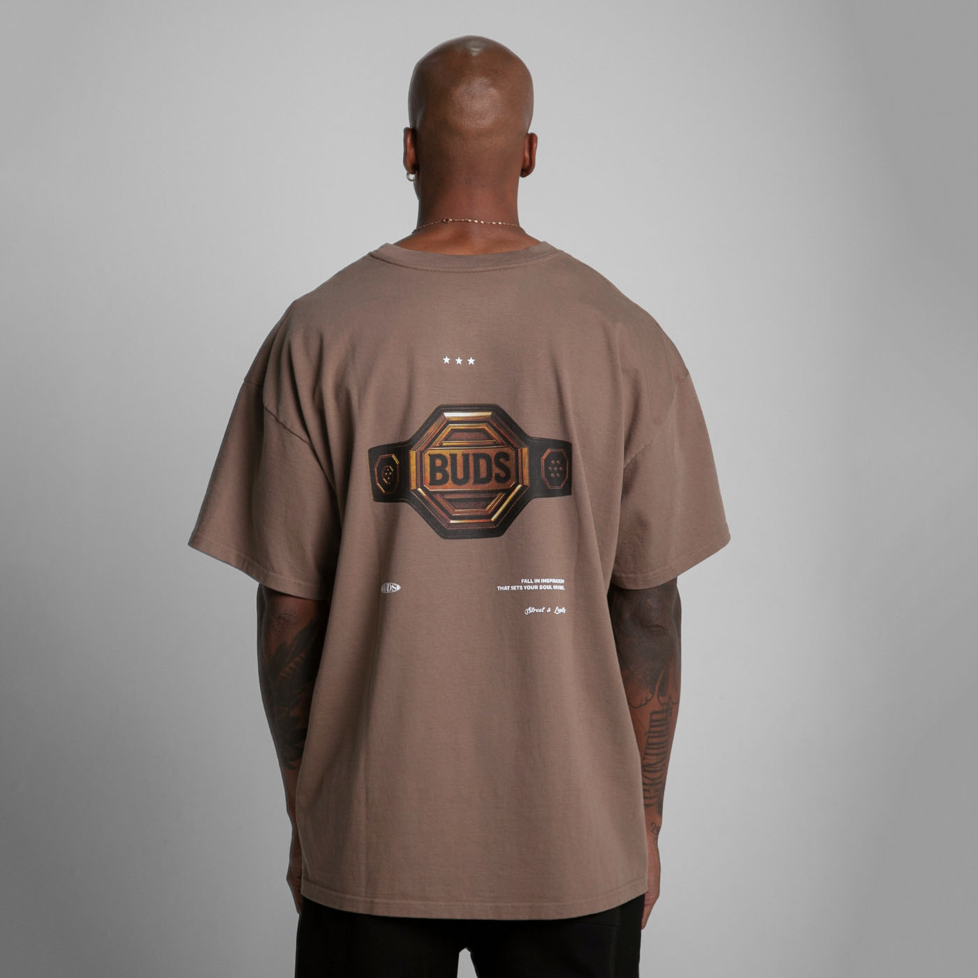Camiseta Oversize Hombre Café Alto Gramaje 300G