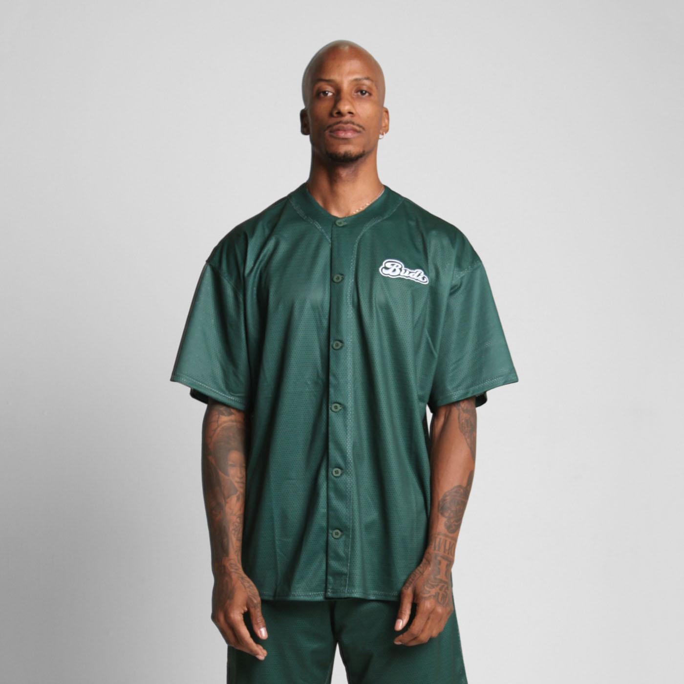 Camisa Malla Beisbolera Verde Buds
