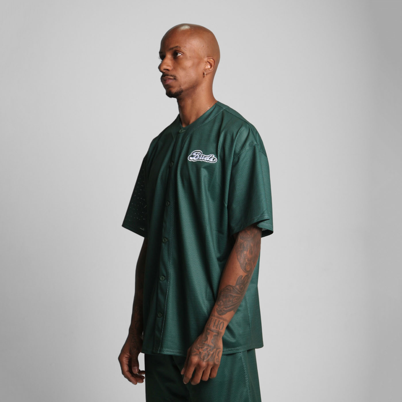 Camisa Malla Beisbolera Verde Buds