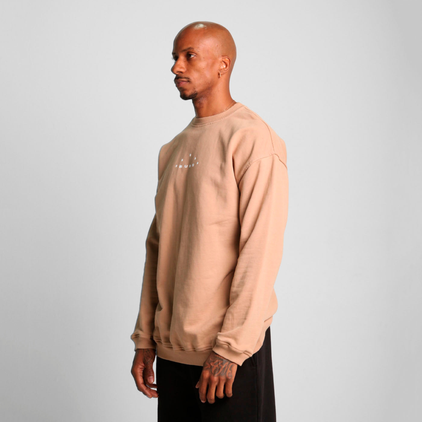 Buzo Crewneck Beige Tela Alto Gramaje 400G
