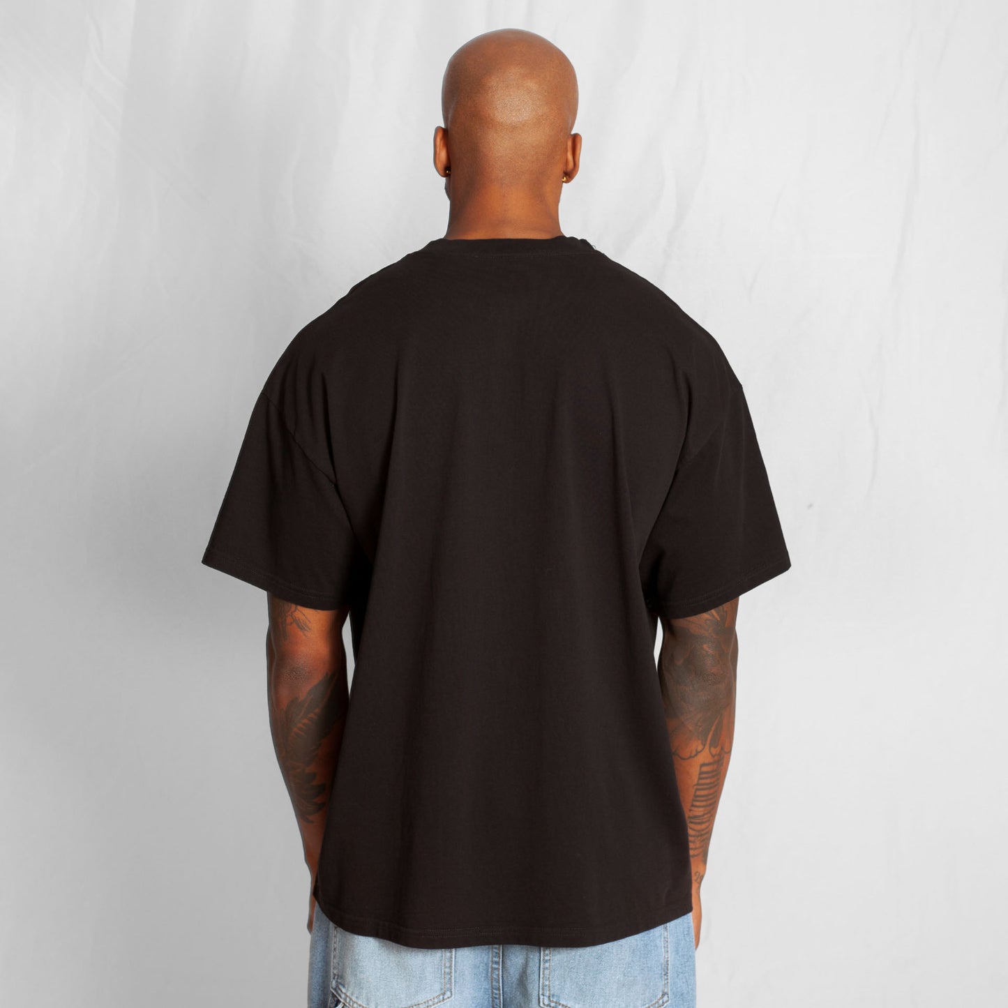 Camiseta Oversize Hombre Negra Alto Gramaje 250G