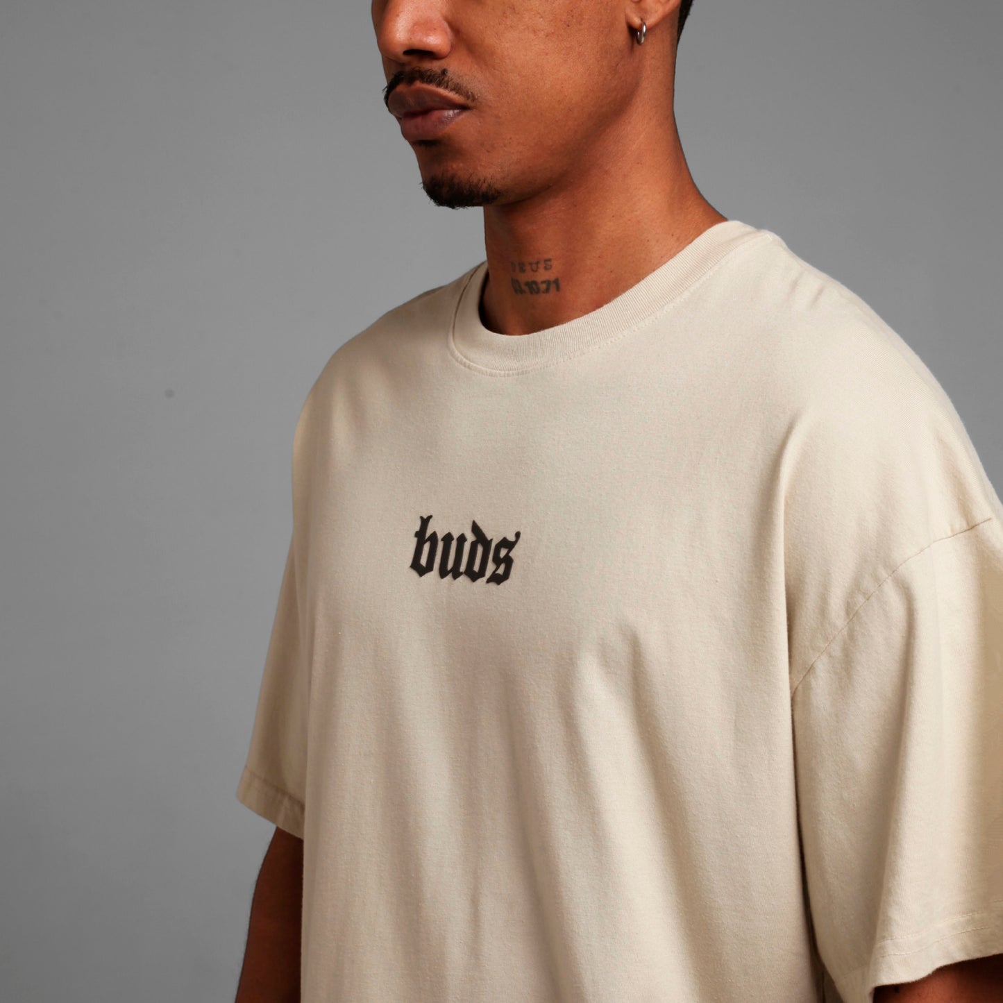 Camiseta Oversize Hombre Beige 200G