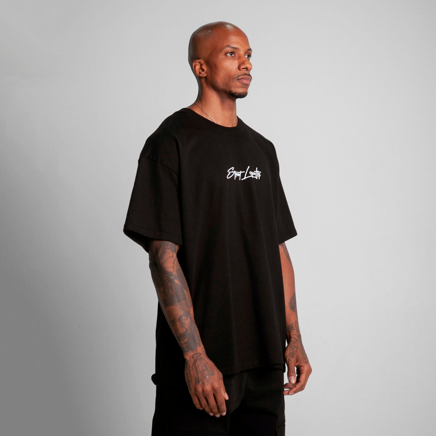 Camiseta Oversize Hombre Negro Alto Gramaje 300G