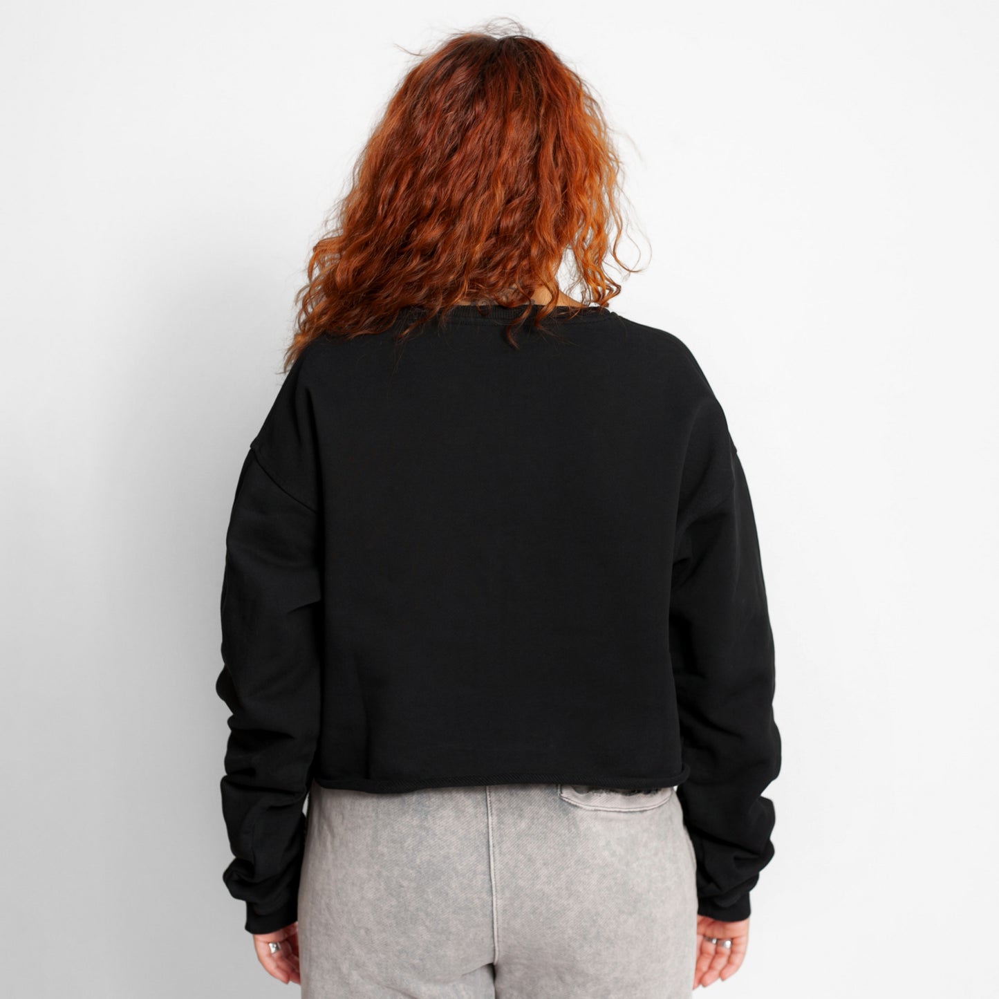 Buzo Crop Top Oversize Mujer Negro Buds