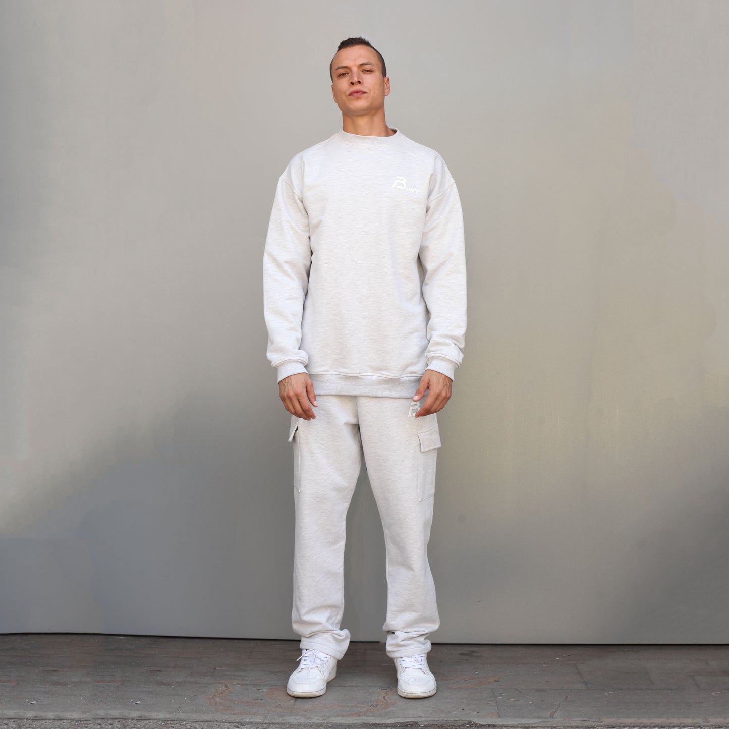 Buzo Crewneck Gris Jaspe Tela Alto Gramaje 375 G
