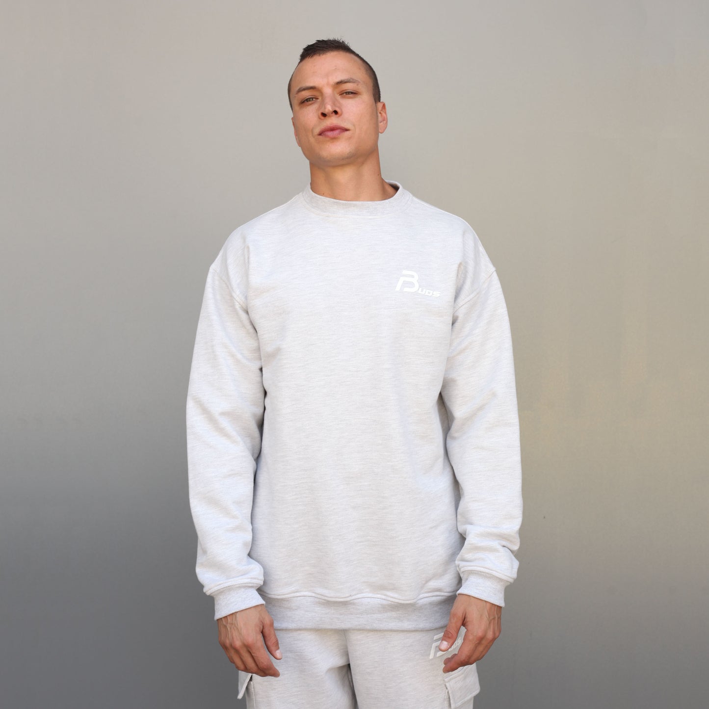 Buzo Crewneck Gris Jaspe Tela Alto Gramaje 375 G