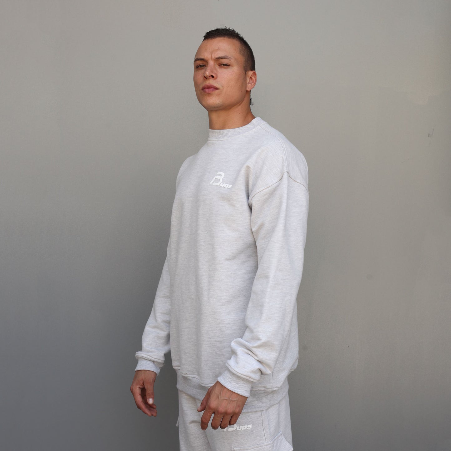 Buzo Crewneck Gris Jaspe Tela Alto Gramaje 375 G