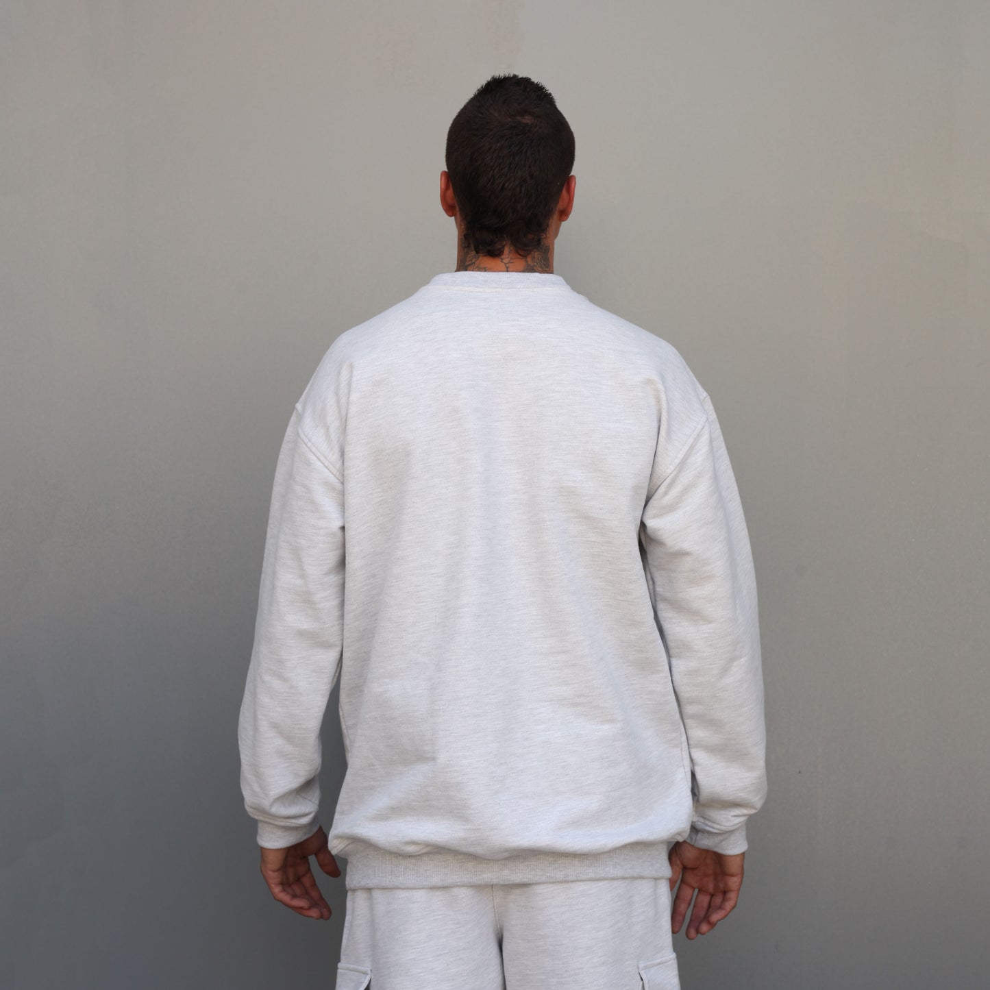 Buzo Crewneck Gris Jaspe Tela Alto Gramaje 375 G
