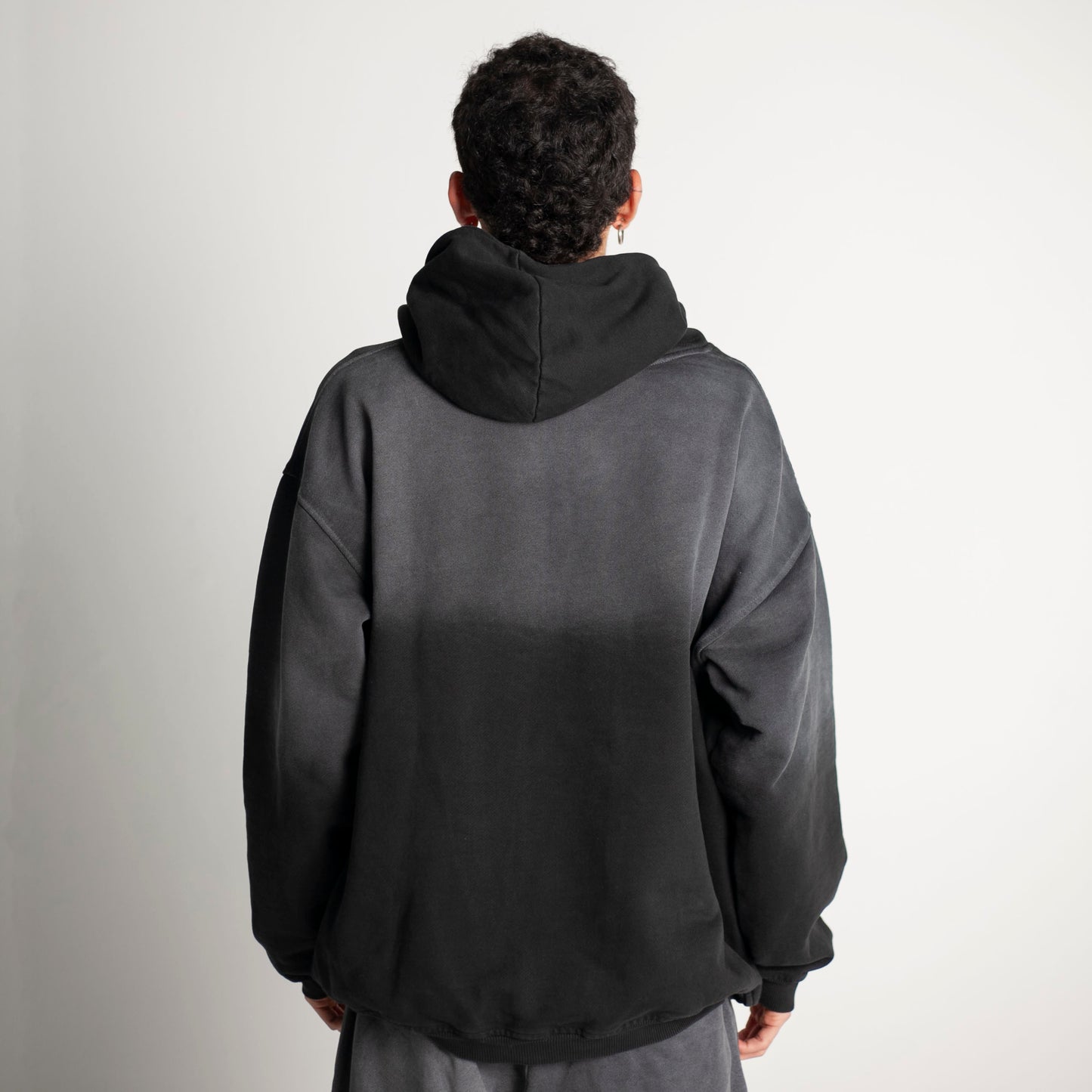 Buzo Hoodie Gris Degradé Tela Alto Gramaje 400G