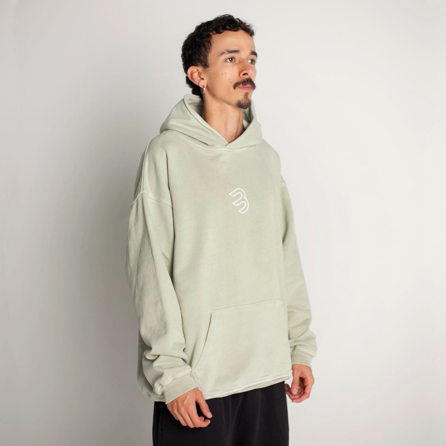 Buzo Hoodie Verde Claro Tela Alto Gramaje 400G