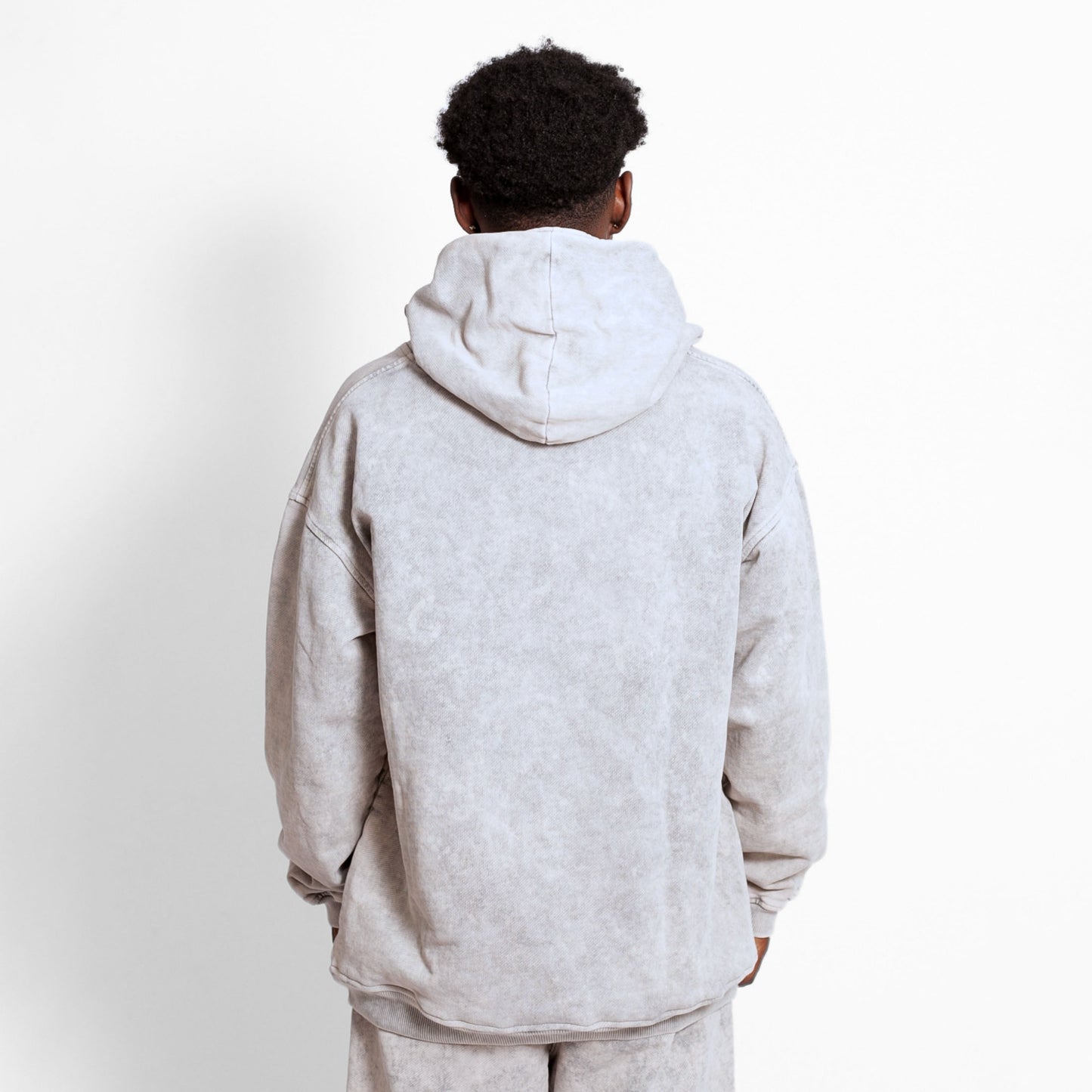 Buzo Hoodie Acid Wash Gris Tela Alto Gramaje 400G