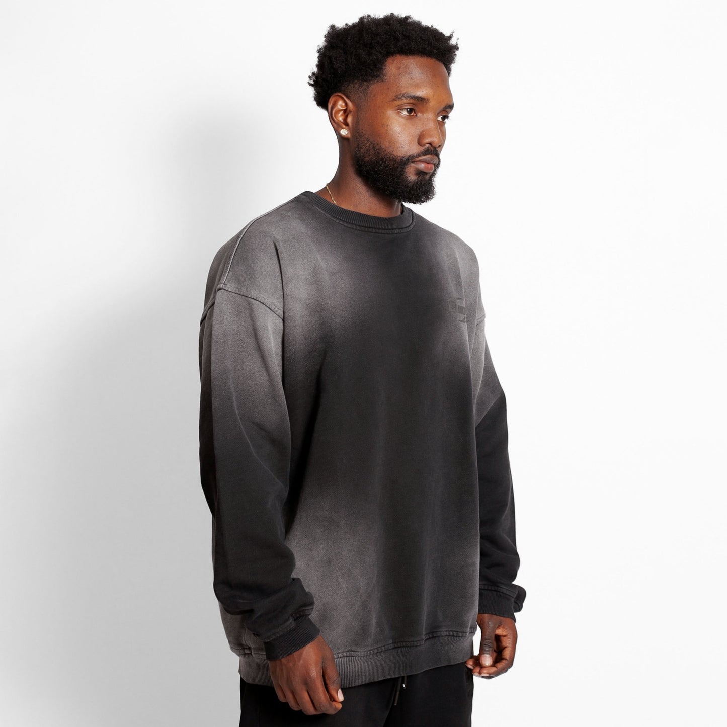 Buzo Crewneck Negro Degradé Tela Alto Gramaje 400G