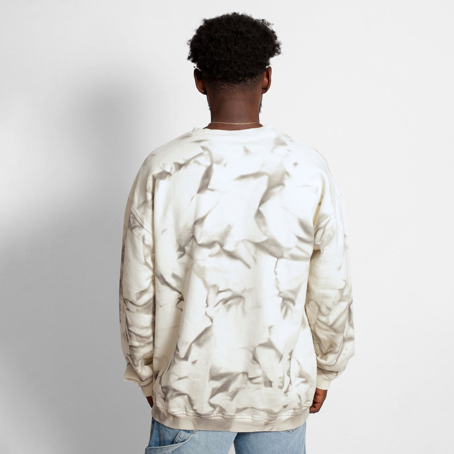 Buzo Crewneck Tie Dye Blanco con Gris Tela Alto Gramaje 400G