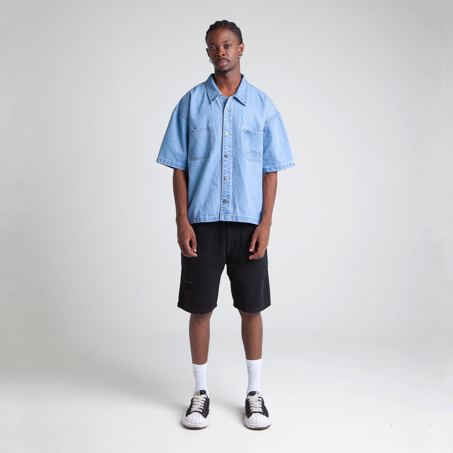 Camisa Denim Oversize Boxy Fit Hombre Azul Buds