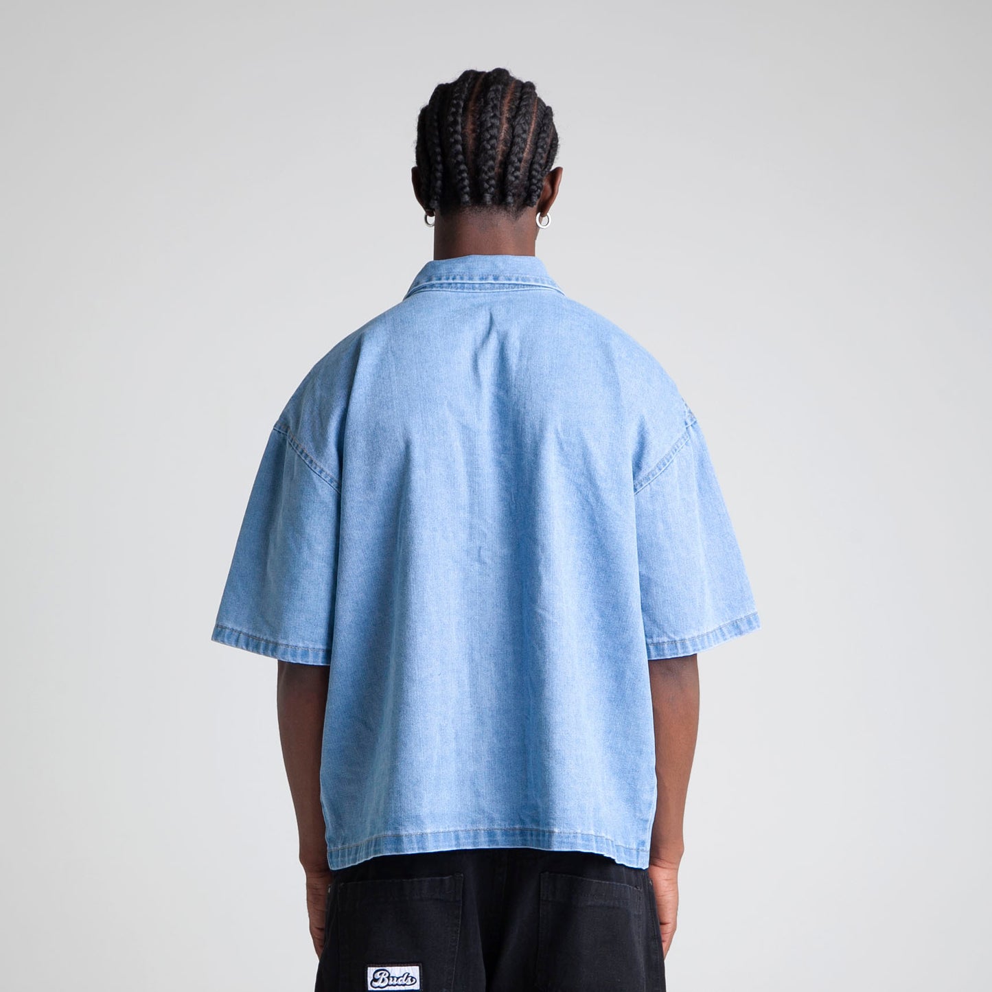Camisa Denim Oversize Boxy Fit Hombre Azul Buds