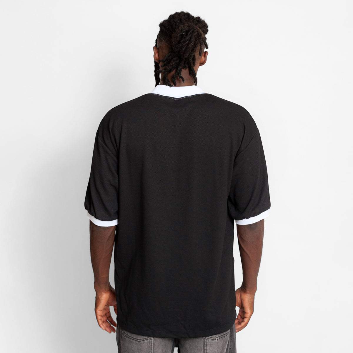 Camisa Oversize Polo Tela Galleta Negra Blanca Buds