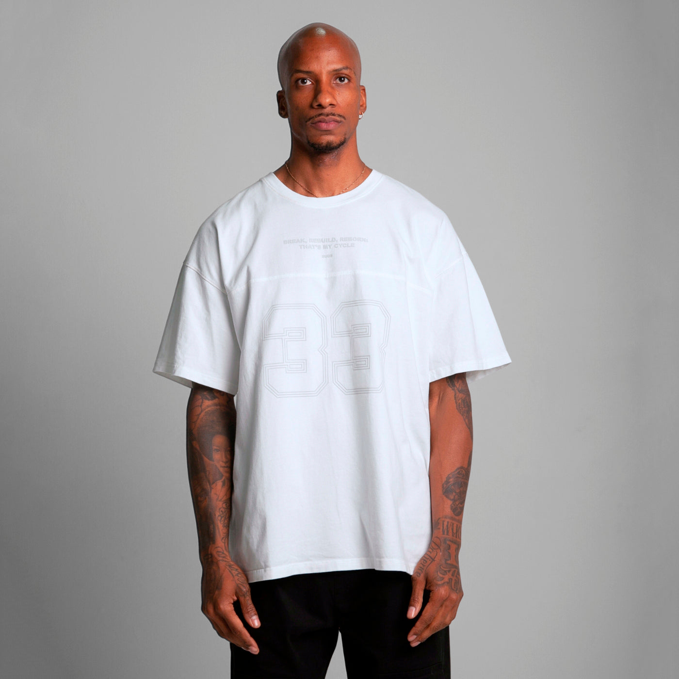 Camiseta Oversize Cortes Hombre Blanco Alto Gramaje 250G