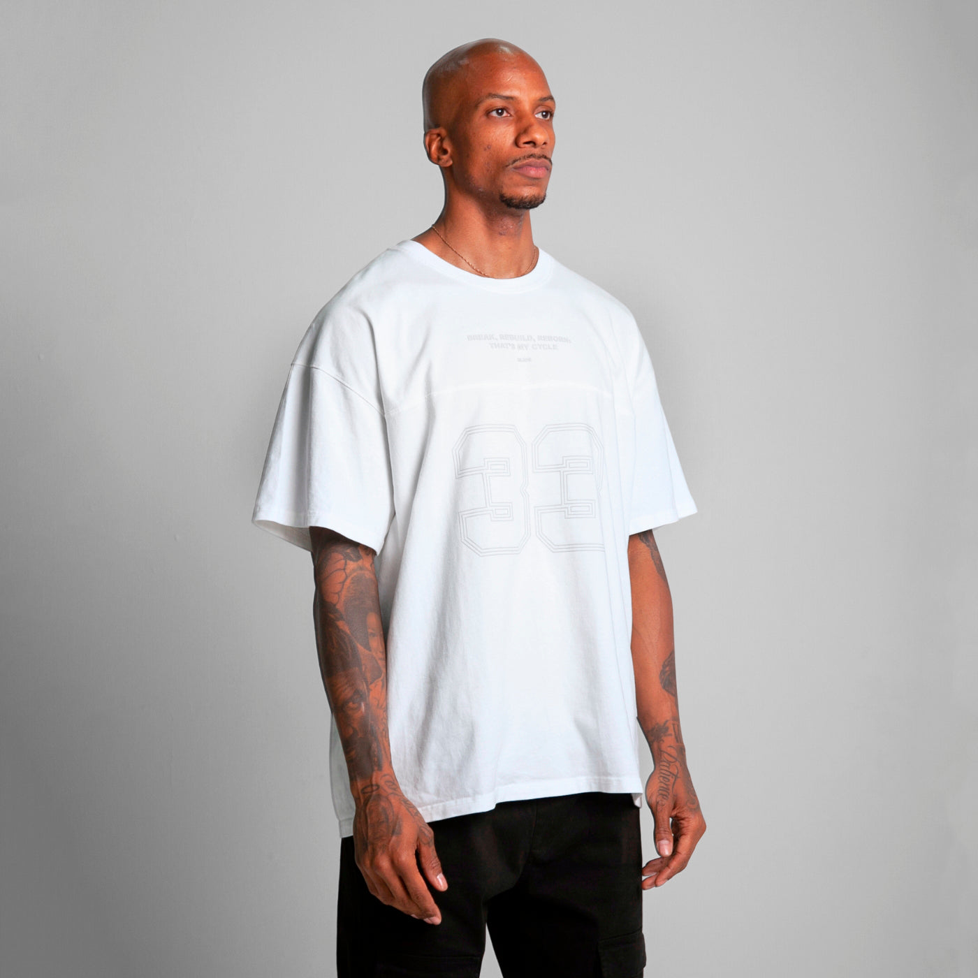 Camiseta Oversize Cortes Hombre Blanco Alto Gramaje 250G
