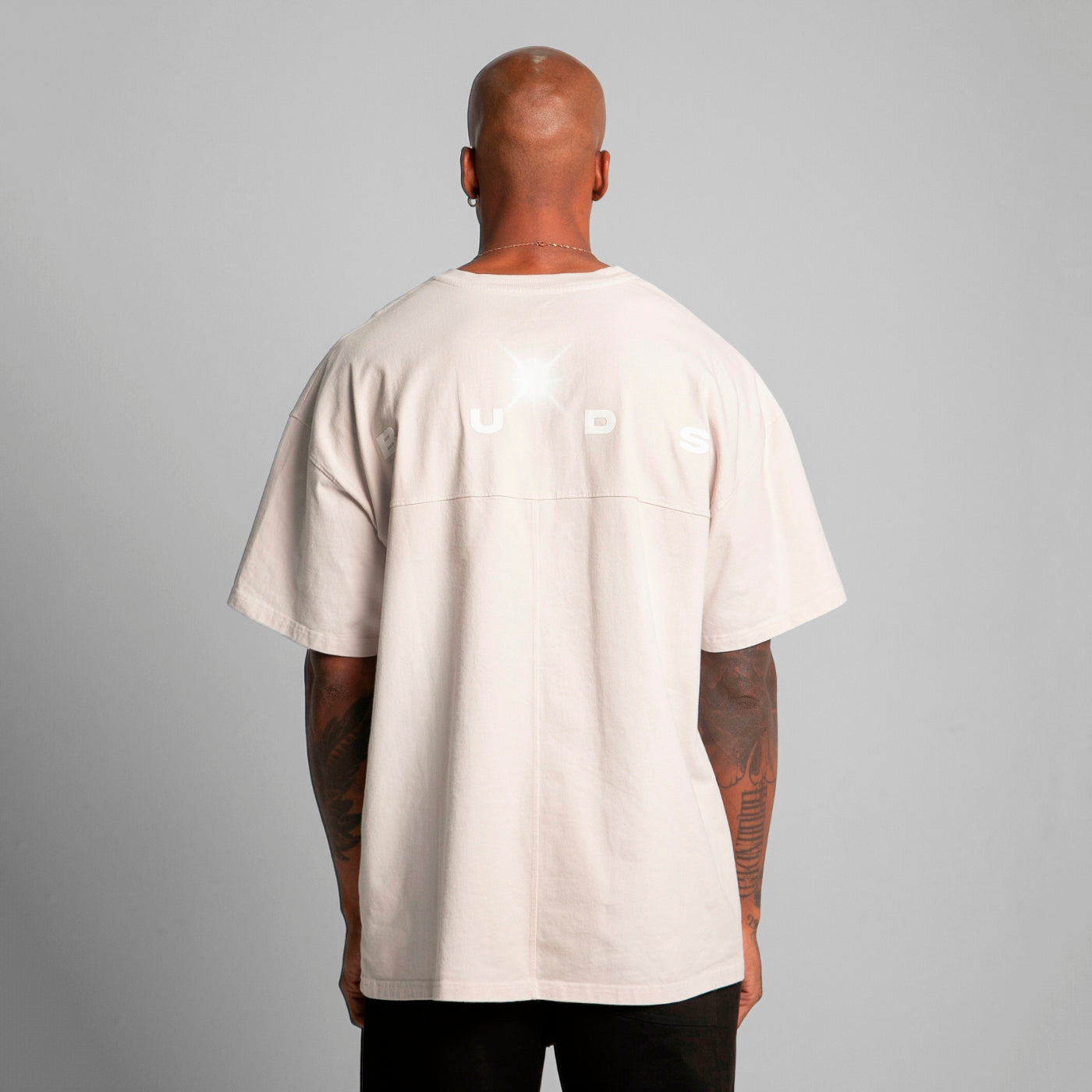Camiseta Oversize Cortes Hombre Beige Alto Gramaje 250G