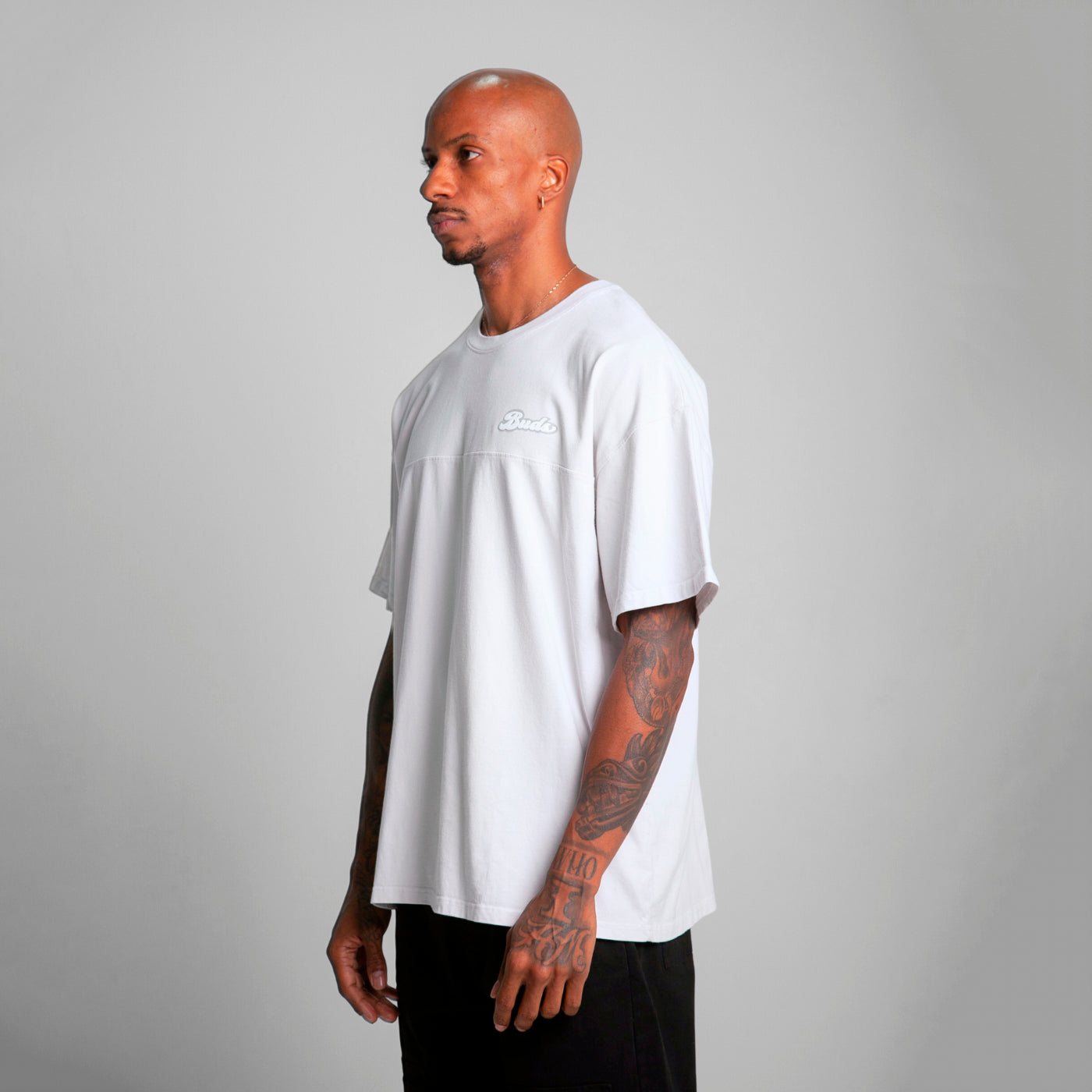 Camiseta Oversize Cortes Hombre Gris Alto Gramaje 250G