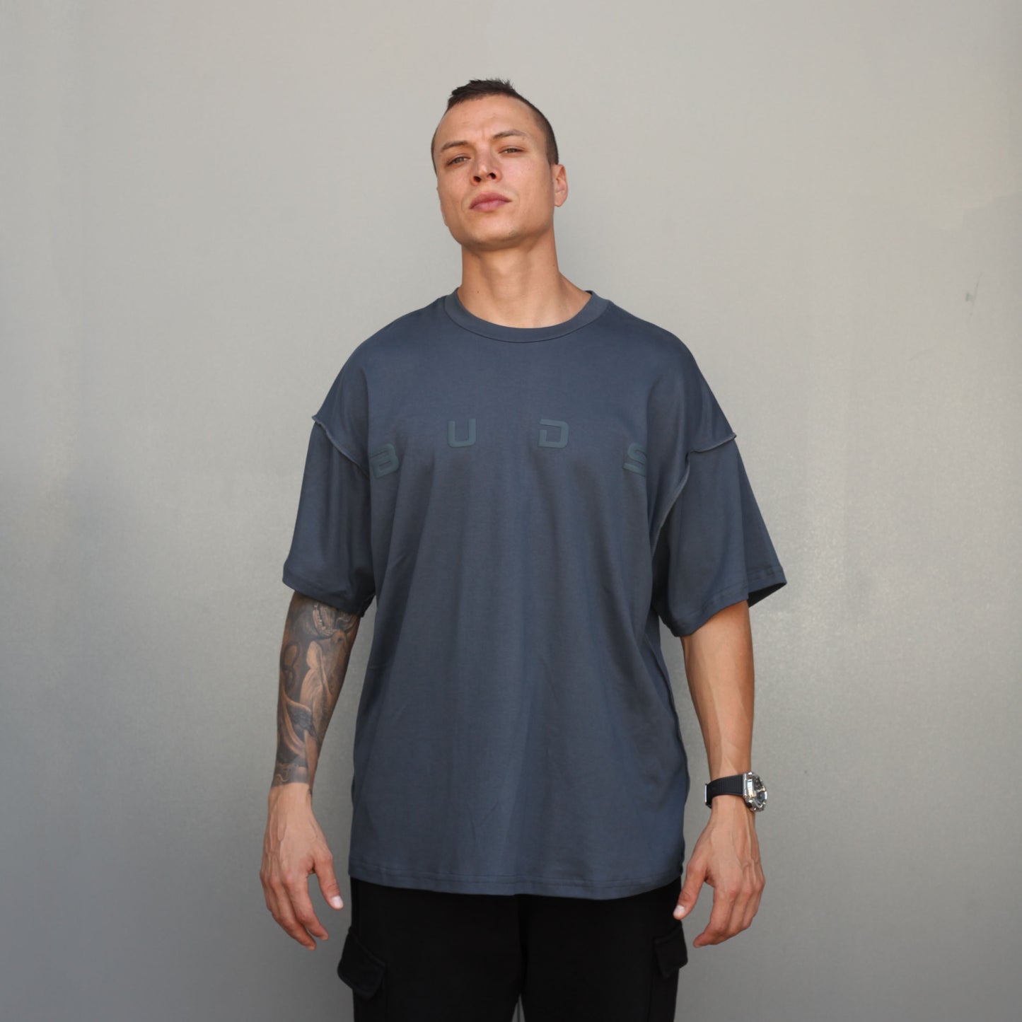 Camiseta Oversize Hombre Azul 190 G