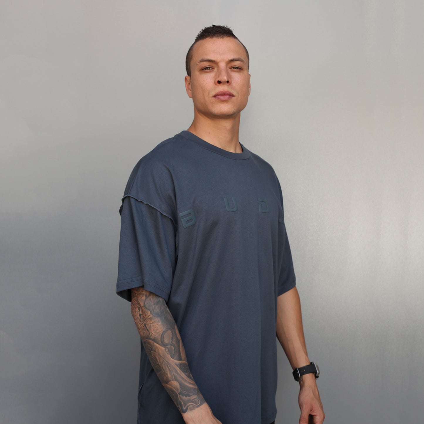 Camiseta Oversize Hombre Azul 190 G