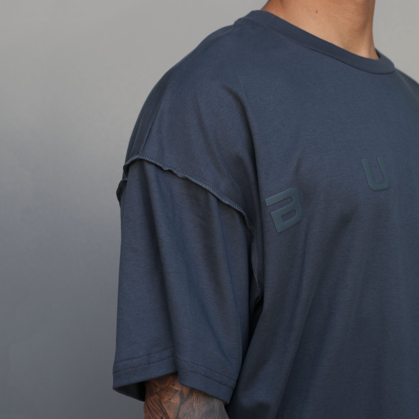 Camiseta Oversize Hombre Azul 190 G