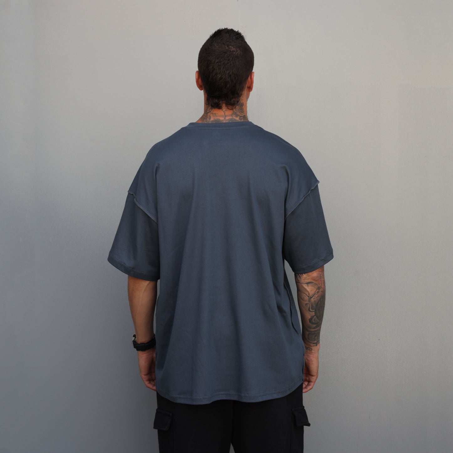 Camiseta Oversize Hombre Azul 190 G