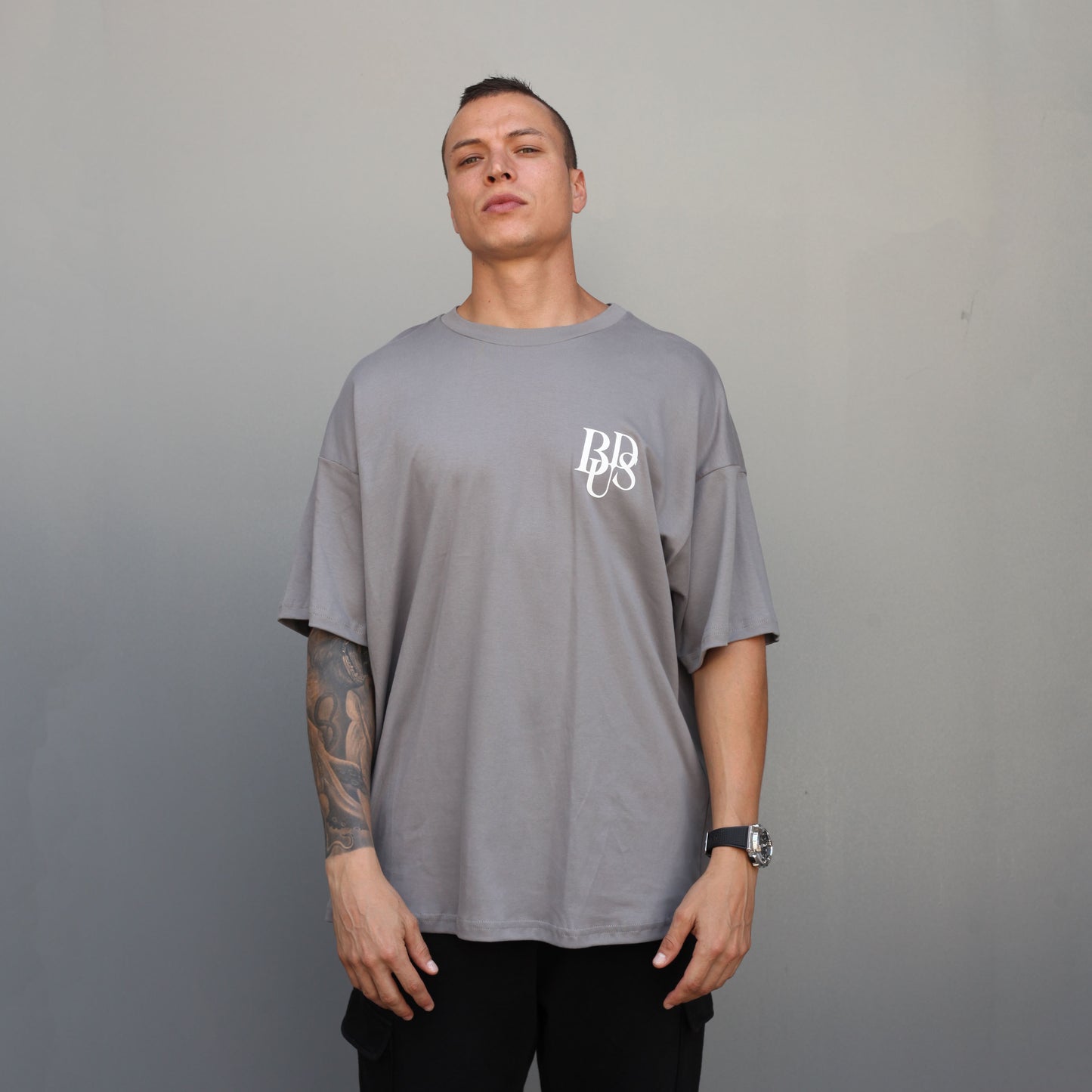 Camiseta Oversize Hombre Gris 190 G