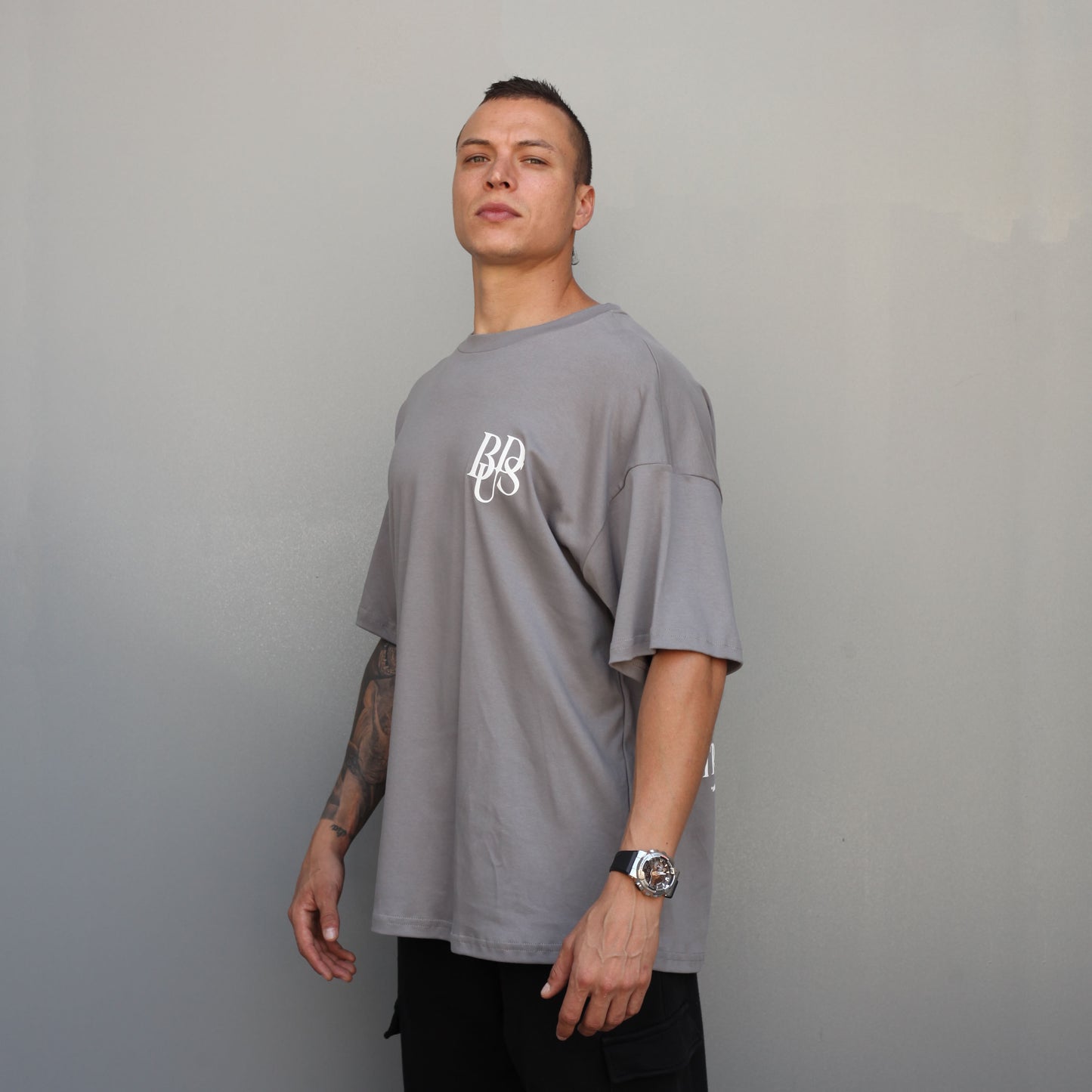 Camiseta Oversize Hombre Gris 190 G