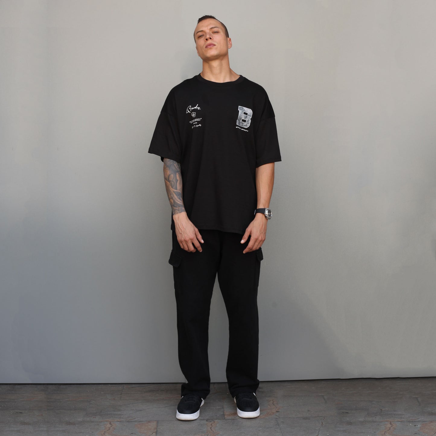 Camiseta Oversize Hombre Negra 190 G