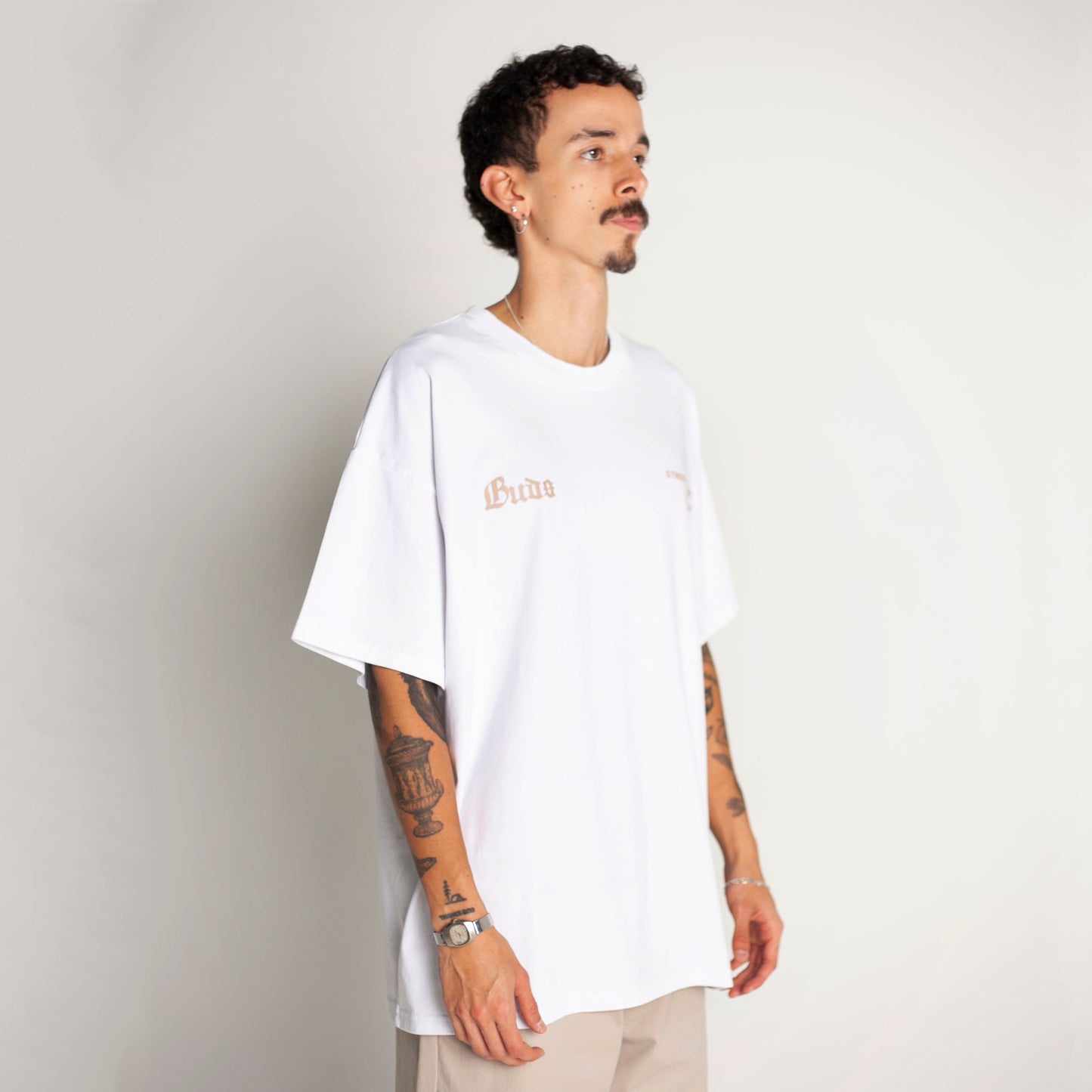 Camiseta Oversize Hombre Blanca Alto Gramaje 250G