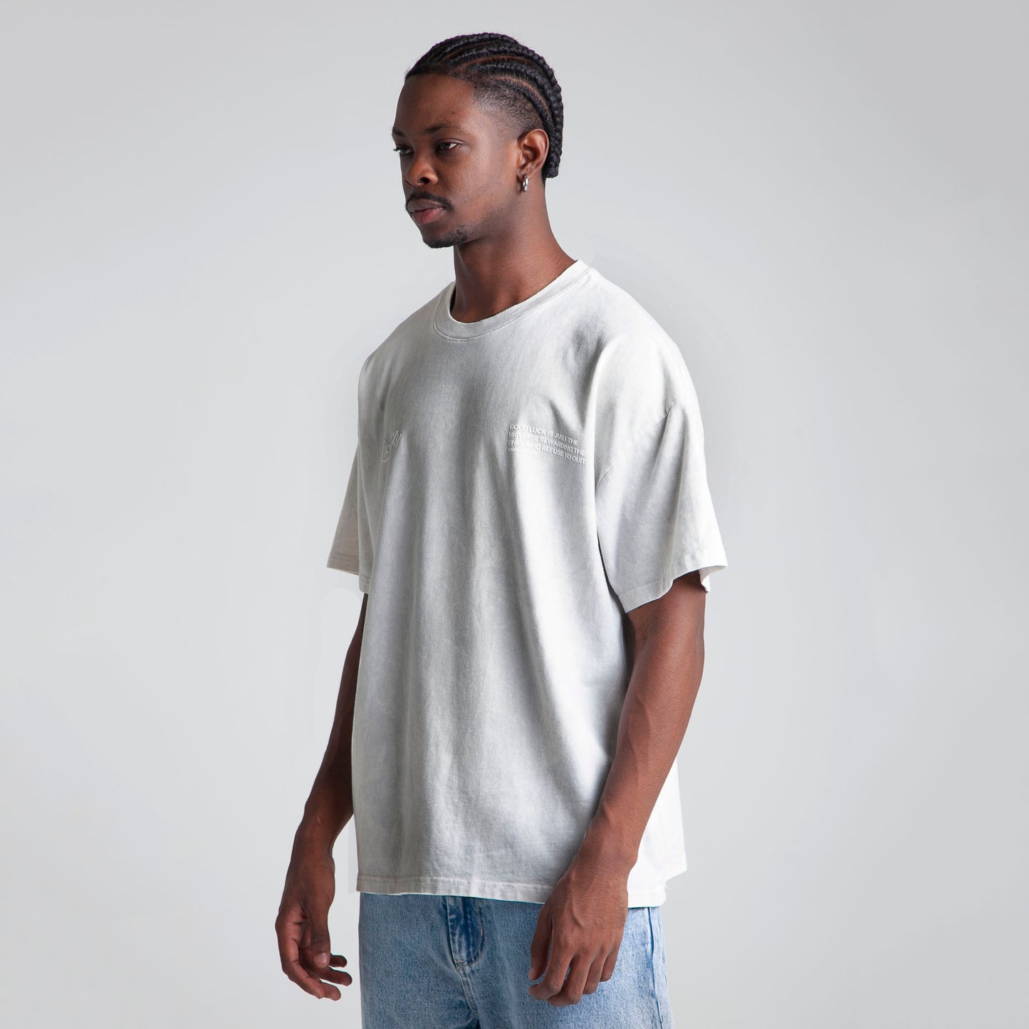Camiseta Oversize Hombre Acid Wash Gris Alto Gramaje 250G