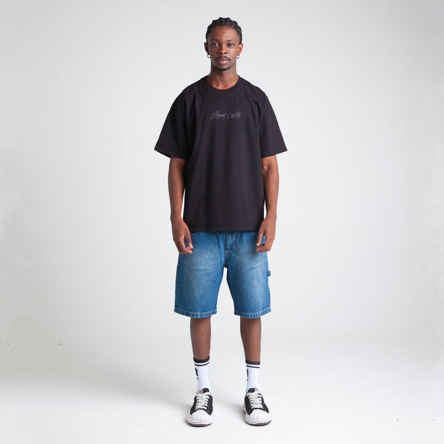 Camiseta Oversize Hombre Negra Alto Gramaje 250G