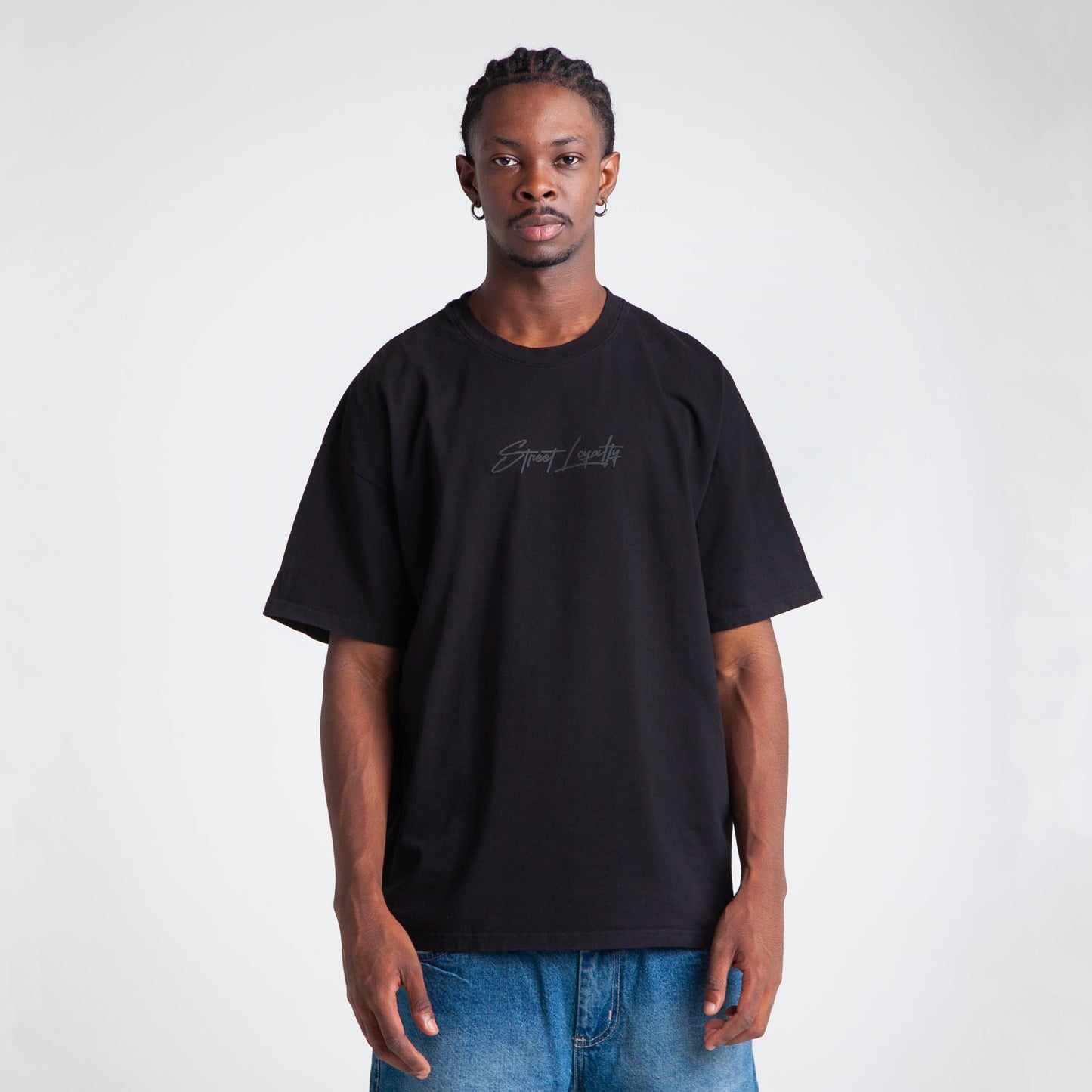 Camiseta Oversize Hombre Negra Alto Gramaje 250G