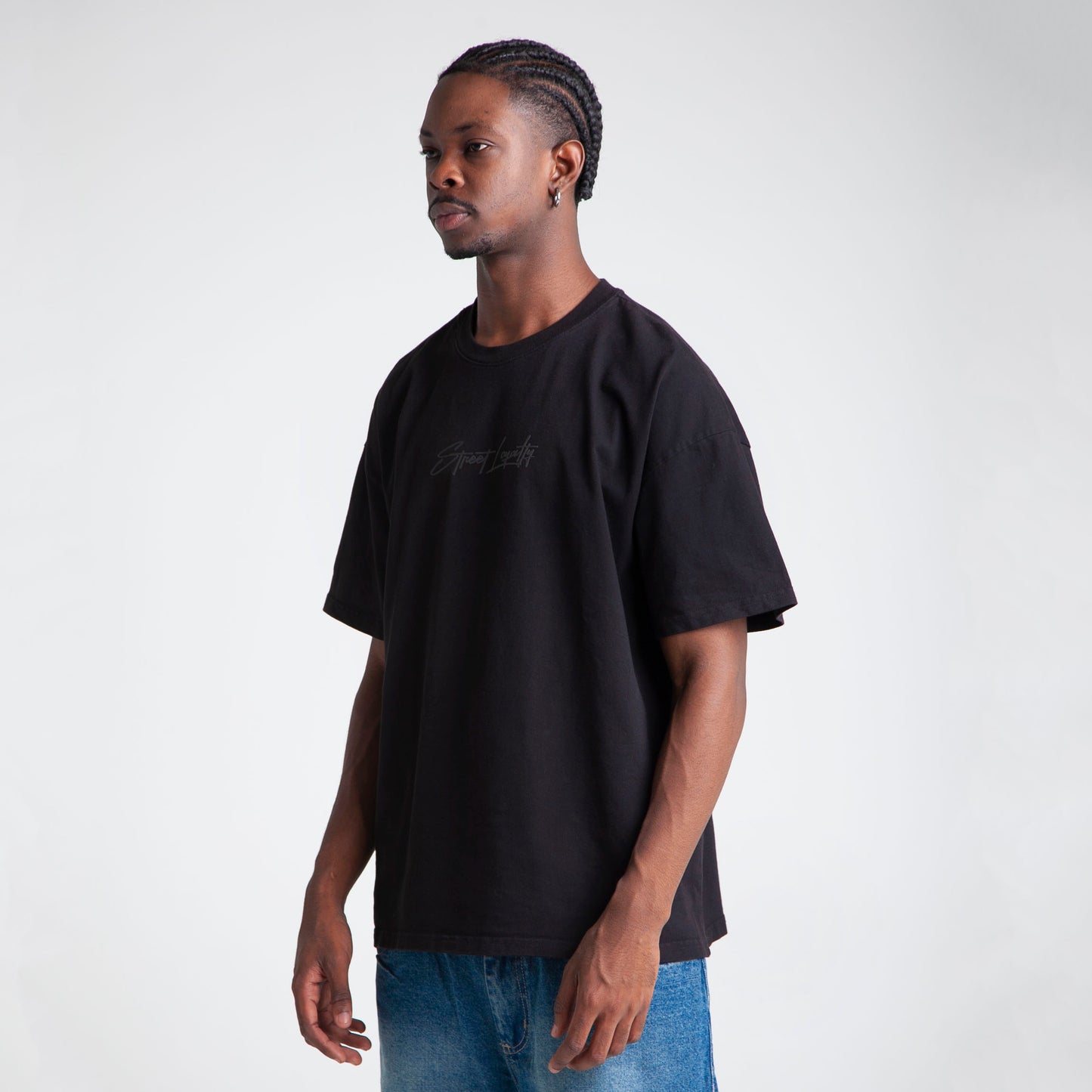 Camiseta Oversize Hombre Negra Alto Gramaje 250G