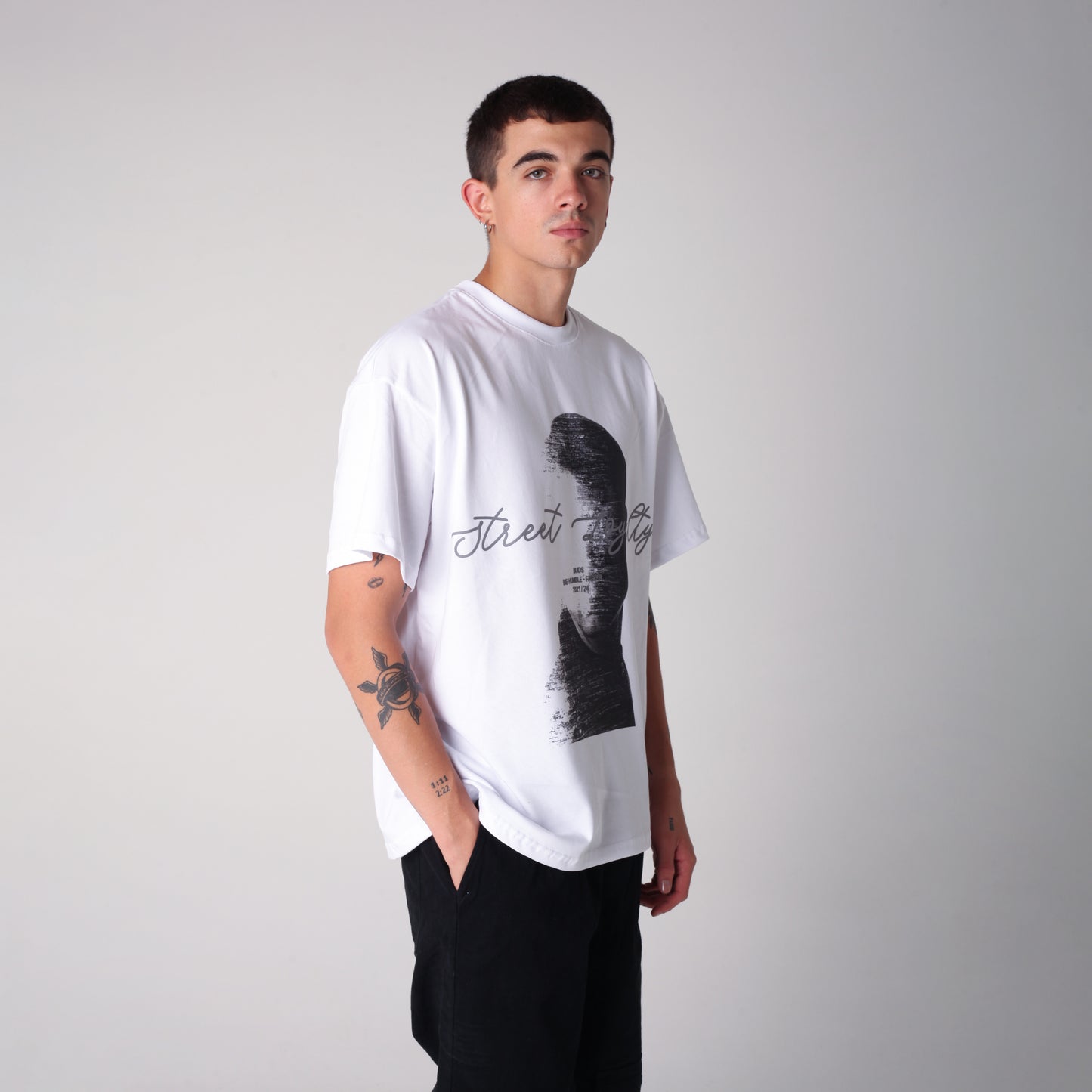 Camiseta Semi Oversize Hombre Blanca Alto Gramaje 250G