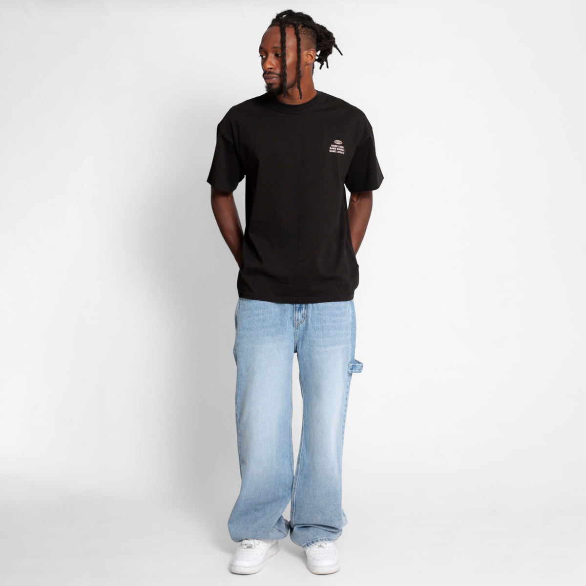 Camiseta Oversize Hombre Negra Alto Gramaje 250G