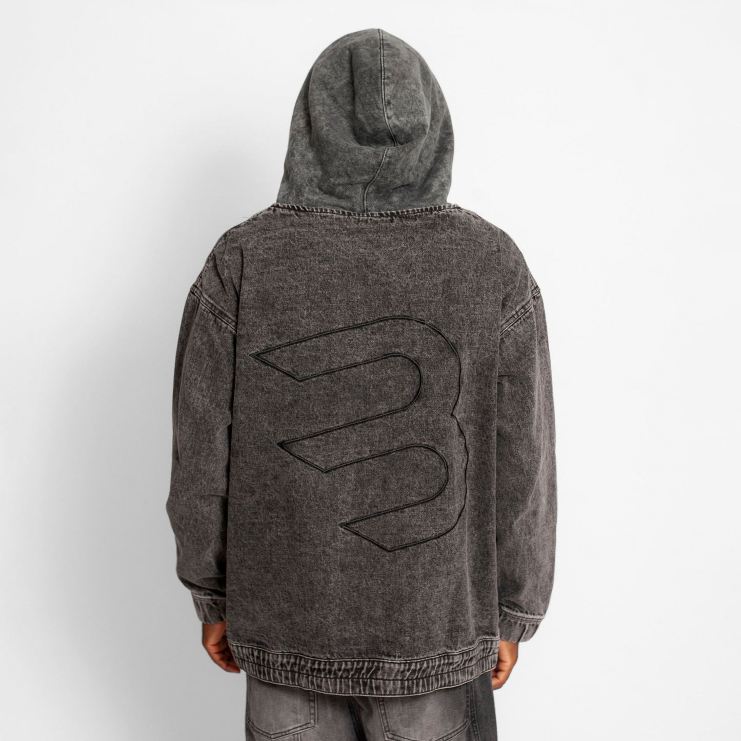 Chaqueta Denim Boy Fit Hombre Gris Acid Wash Buds