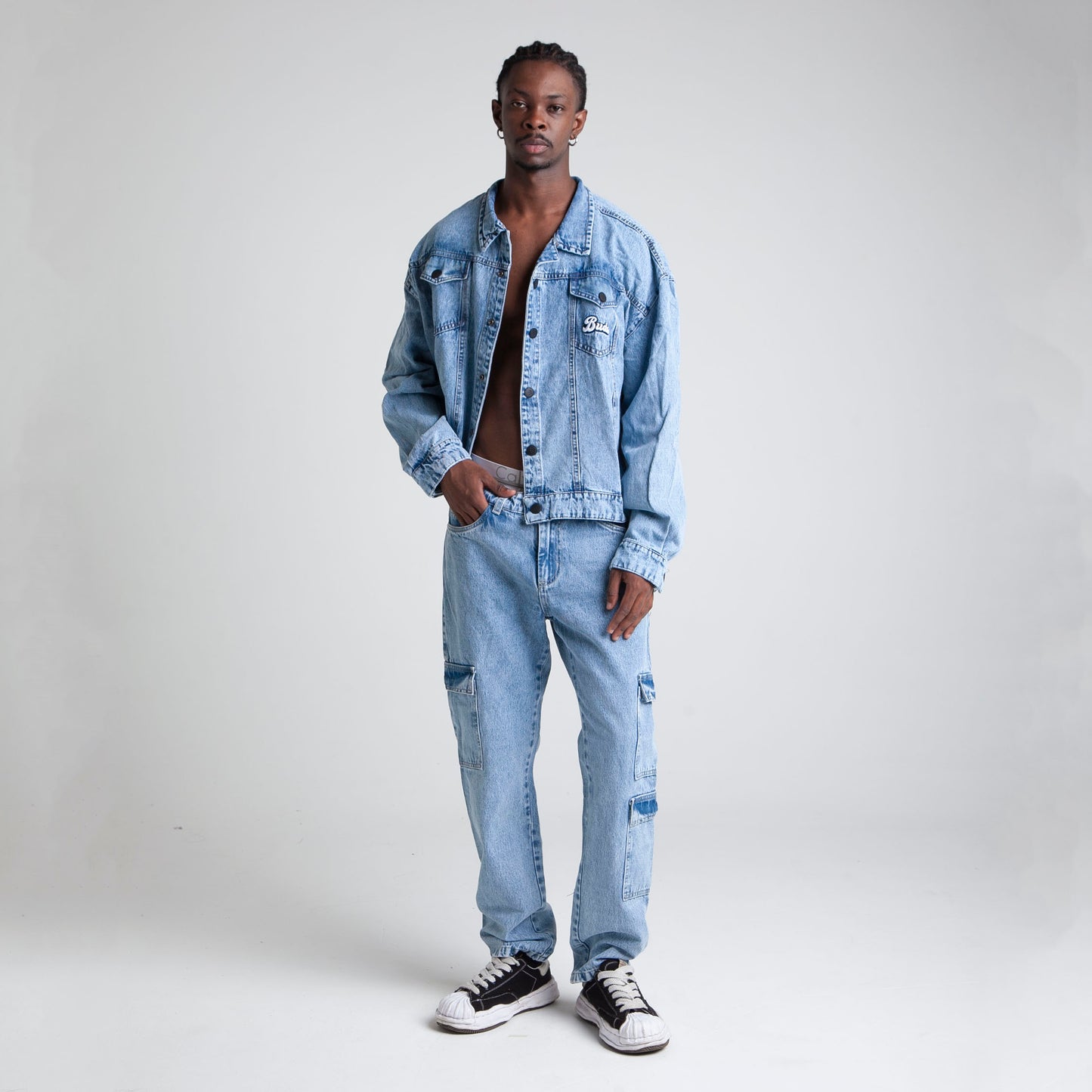 Chaqueta Denim Oversize Boxy Fit Hombre Azul Buds