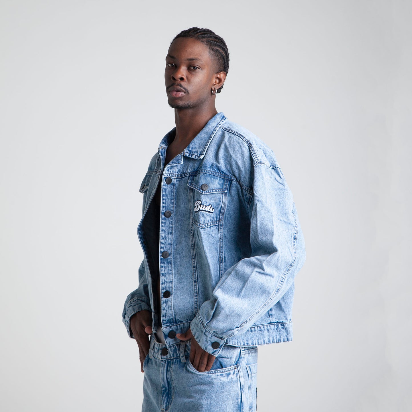 Chaqueta Denim Oversize Boxy Fit Hombre Azul Buds