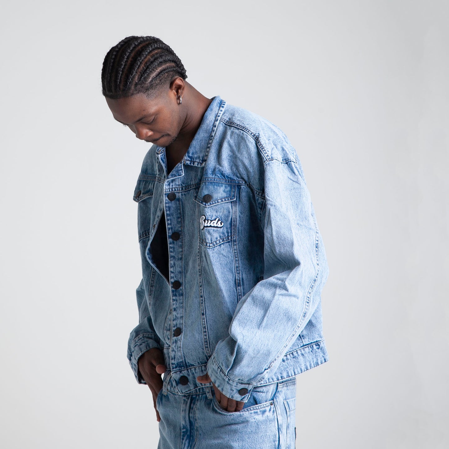 Chaqueta Denim Oversize Boxy Fit Hombre Azul Buds