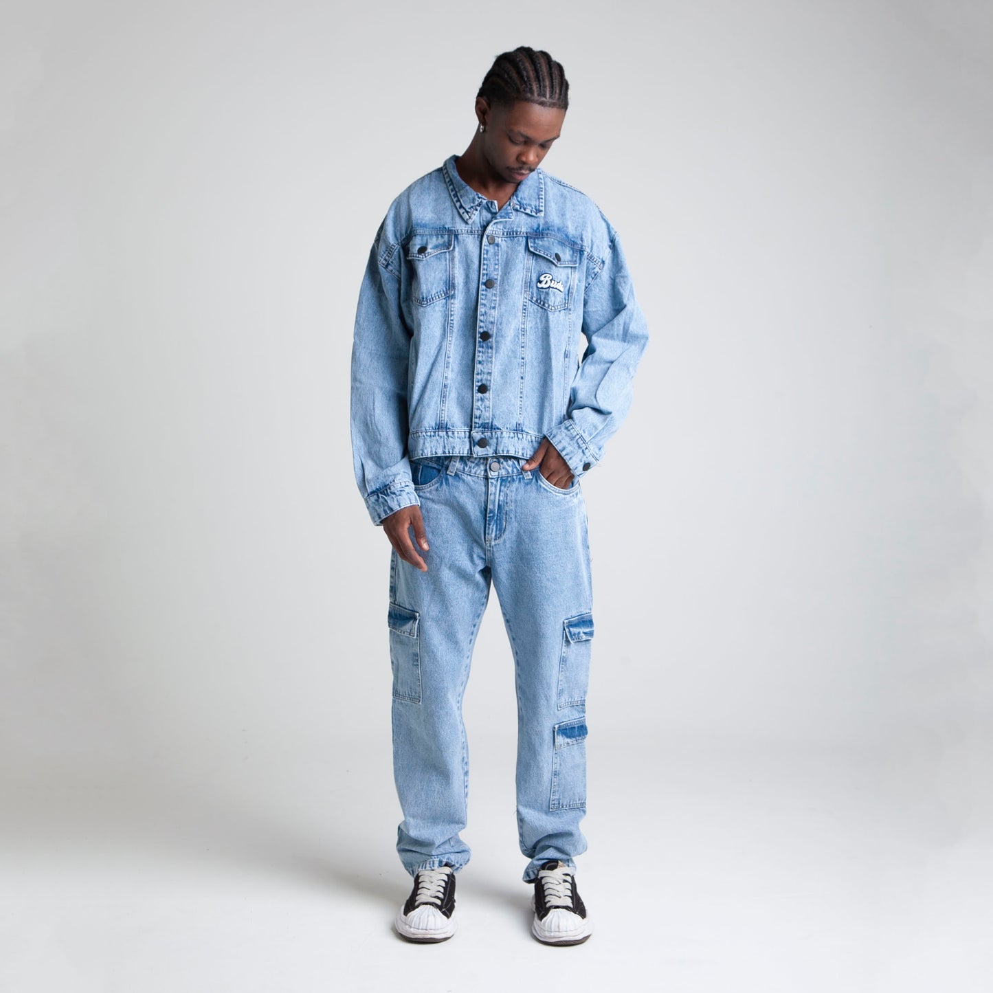 Chaqueta Denim Oversize Boxy Fit Hombre Azul Buds