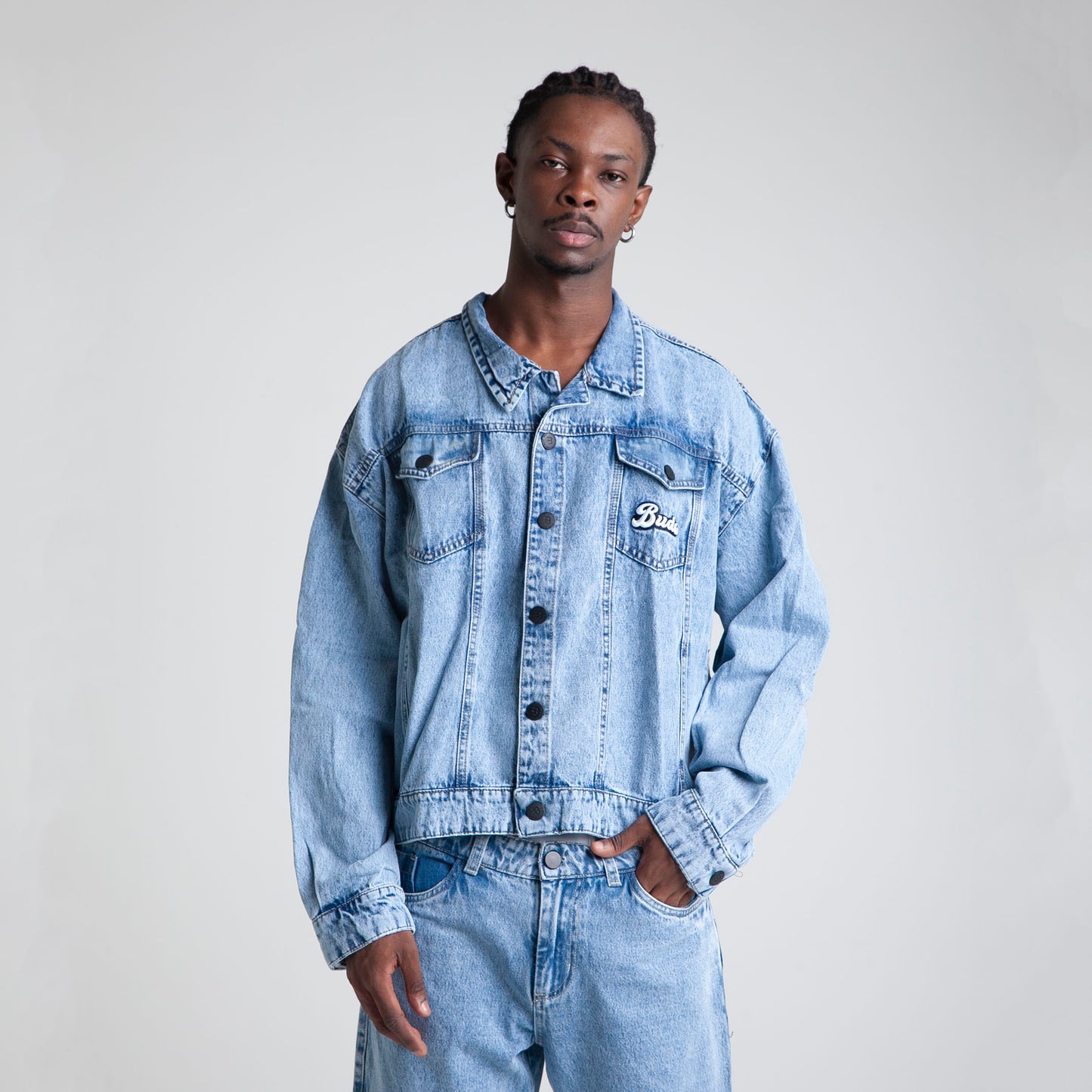 Chaqueta Denim Oversize Boxy Fit Hombre Azul Buds