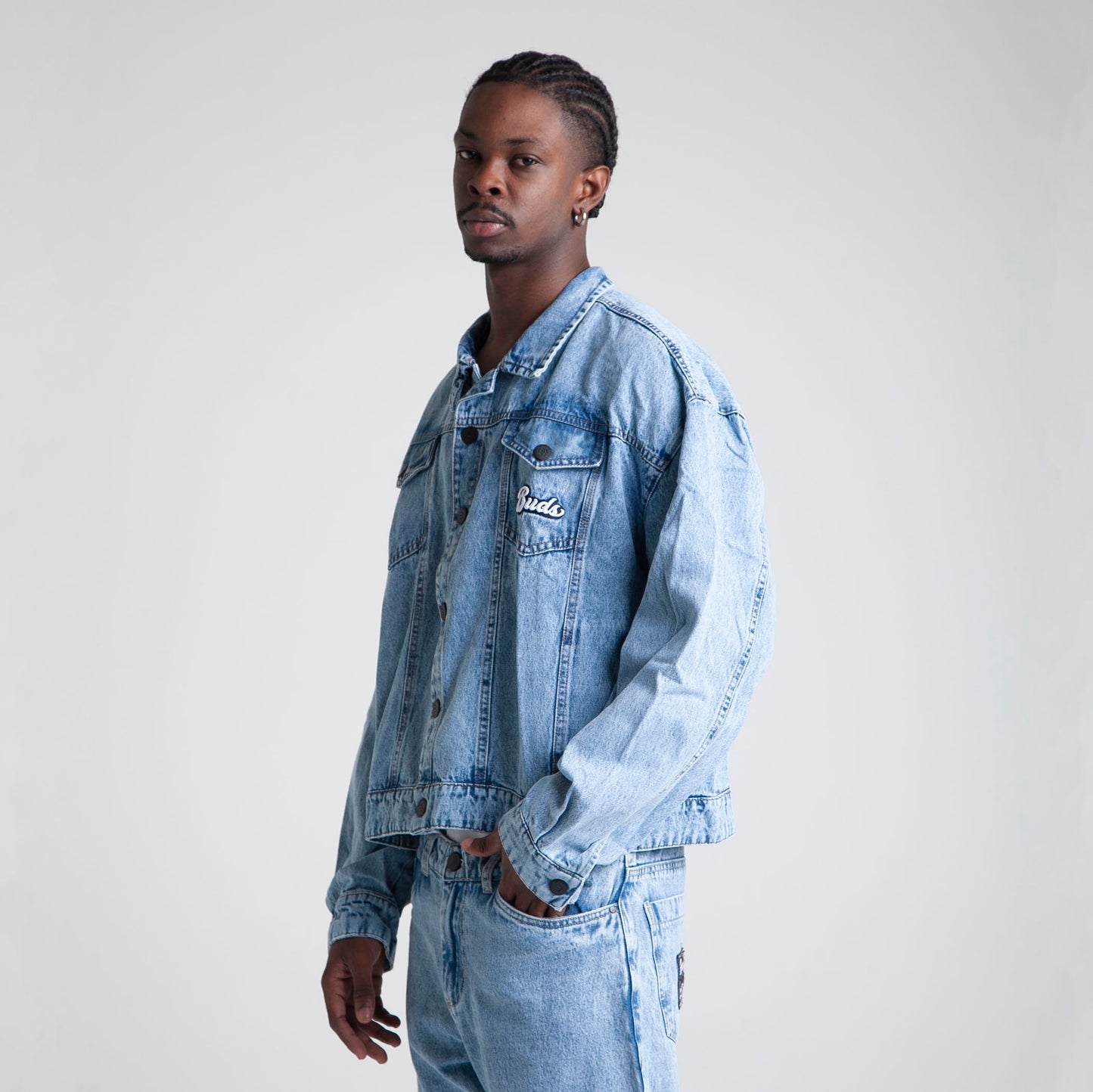 Chaqueta Denim Oversize Boxy Fit Hombre Azul Buds