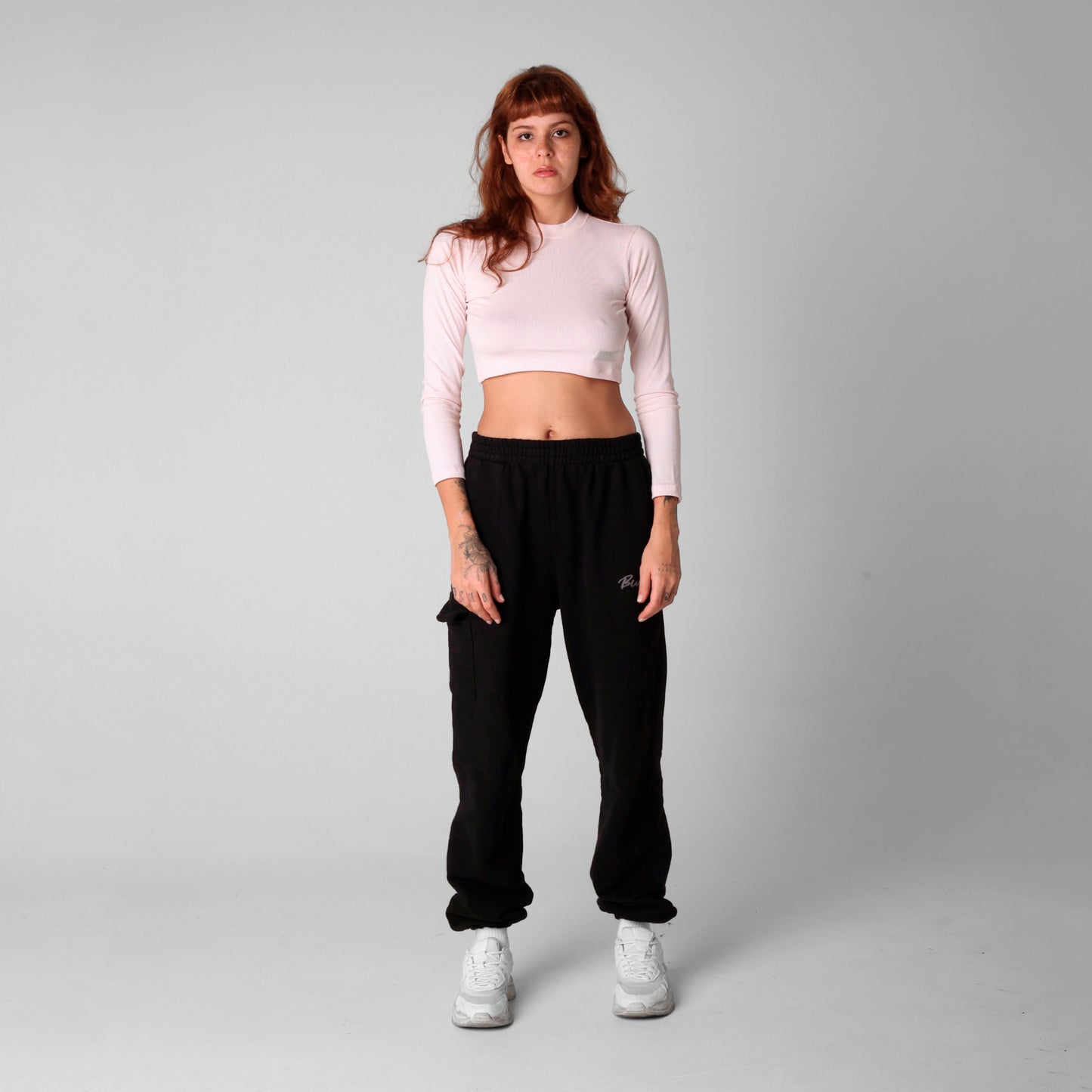 Crop Top Mujer Manga Larga Rib Rosa Buds